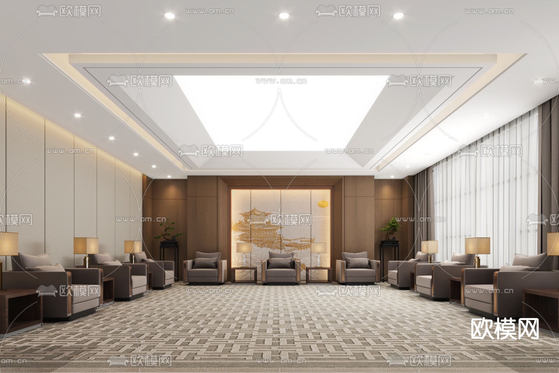 会客厅 接待室su模型下载（渲染图1）