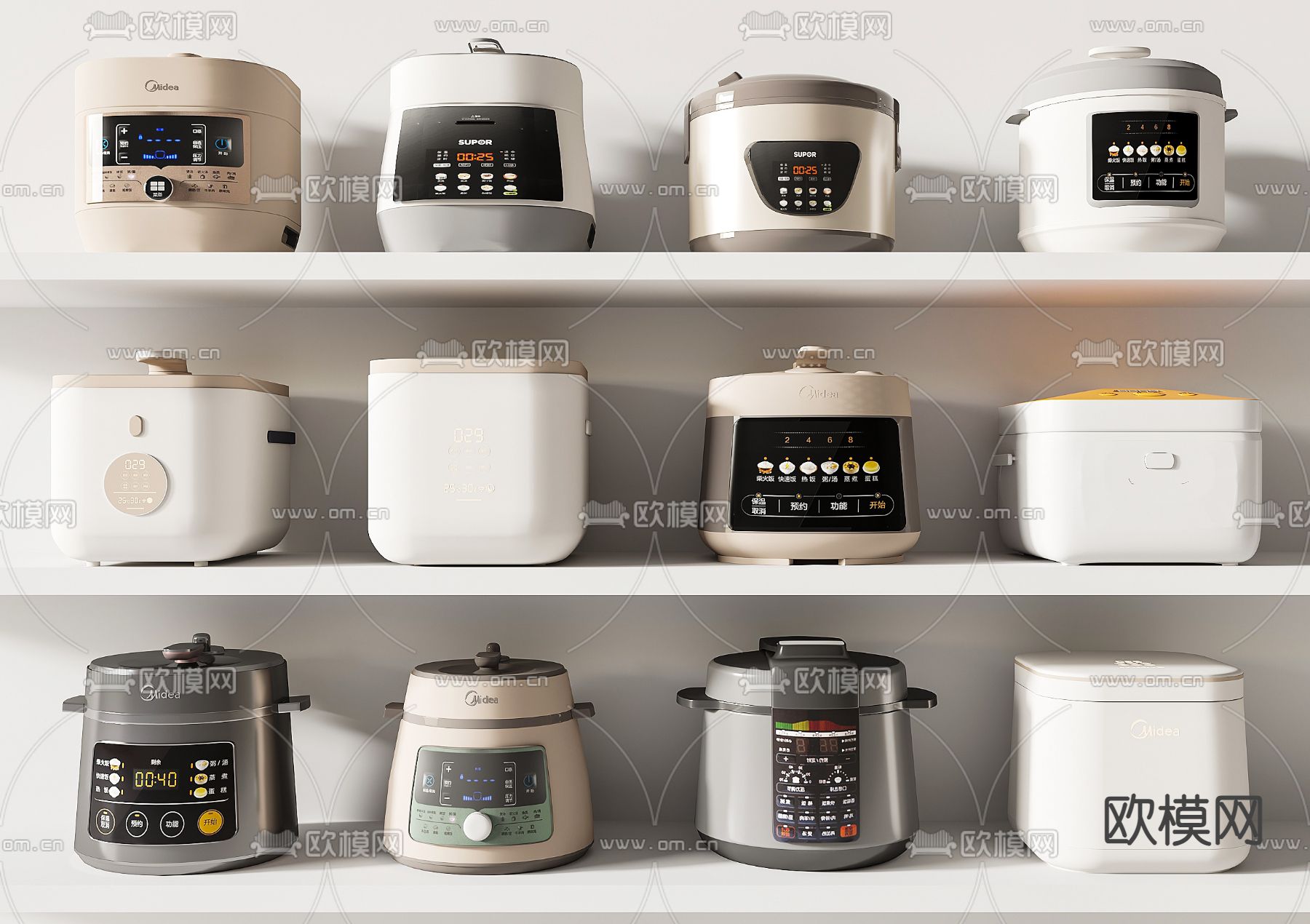 现代电饭煲su模型下载（渲染图1）