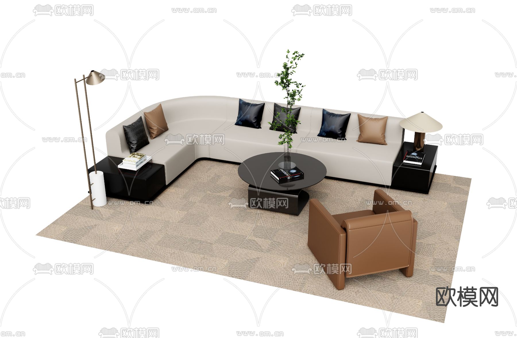办公沙发 组合沙发3d模型下载