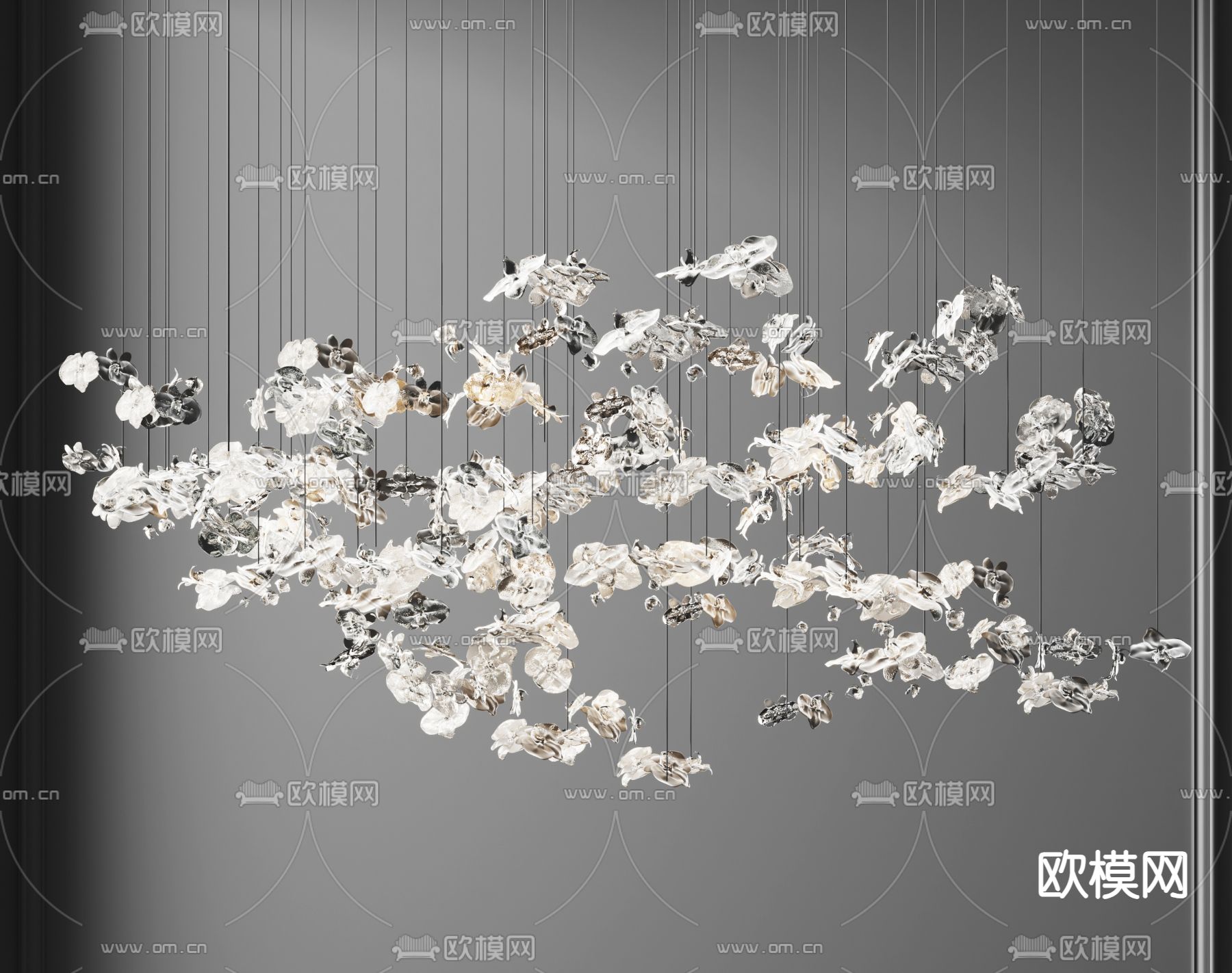 水晶片装饰灯 大堂吊灯3d模型下载
