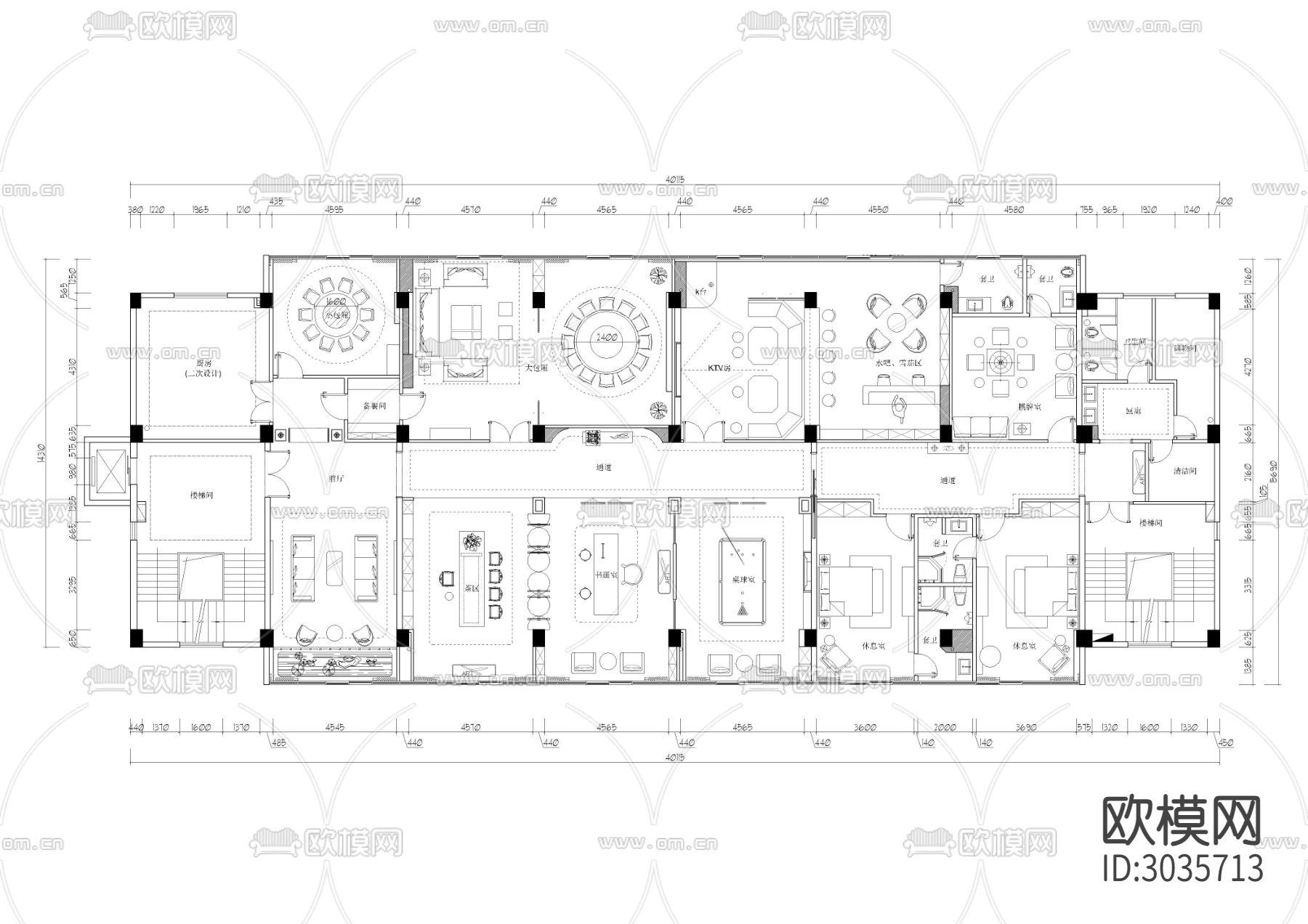 接待会所cad平面图下载