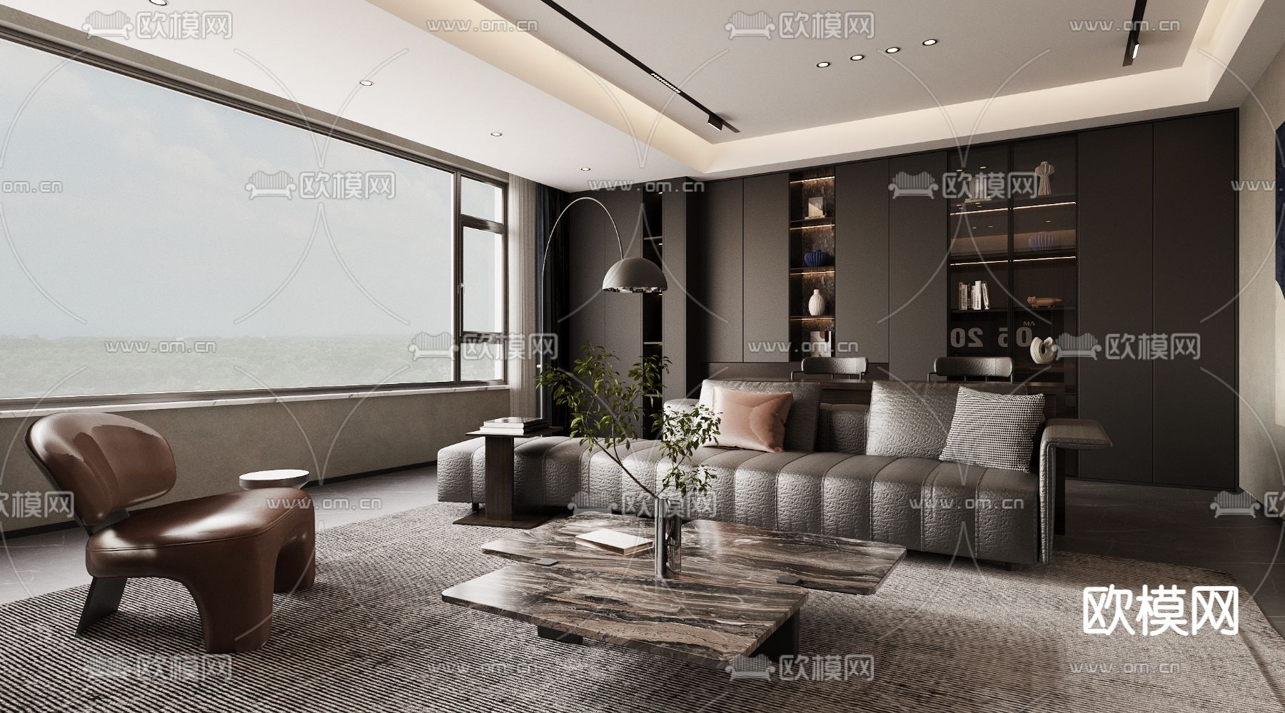 现代客厅 餐厅3d模型下载（渲染图7）