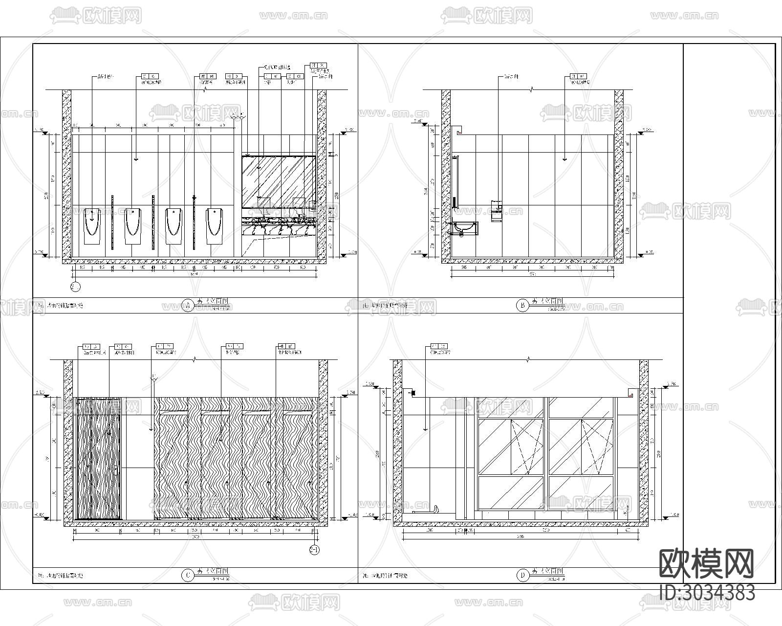 卫生间cad立面图下载（渲染图1）