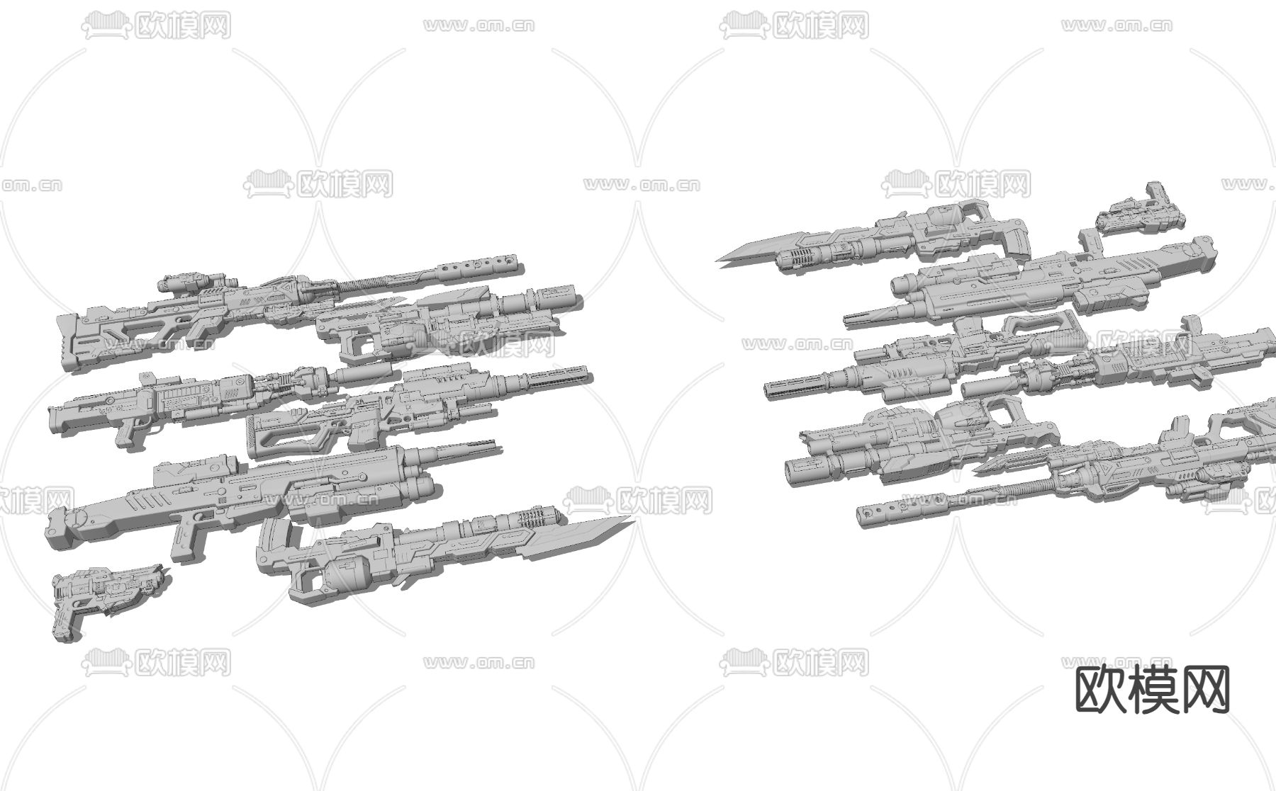 科幻步枪 儿童玩具枪 军事器材 枪械设备su模型下载（渲染图2）