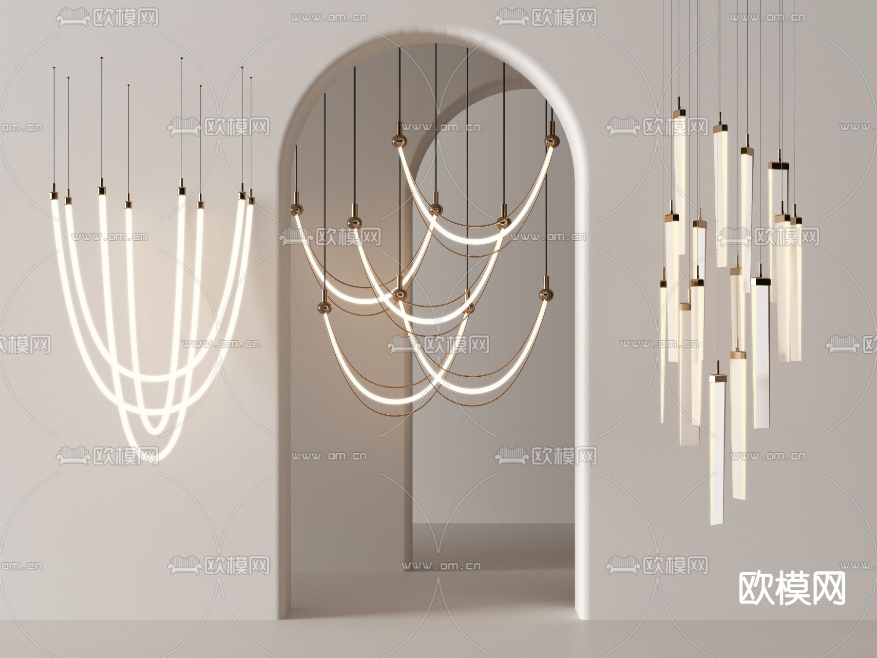 轻奢吊灯 现代吊灯3d模型下载