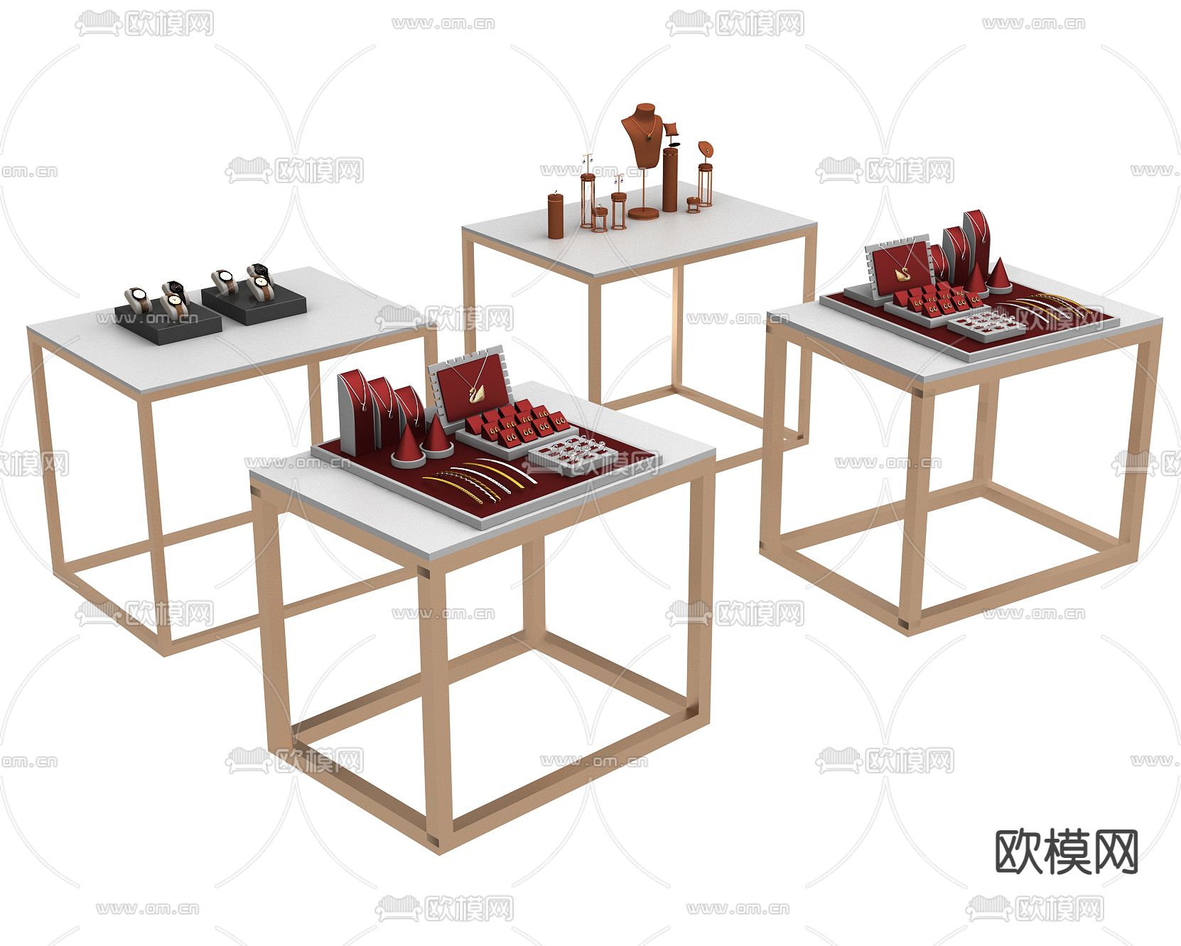 现代珠宝首饰 展示架su模型下载（渲染图1）