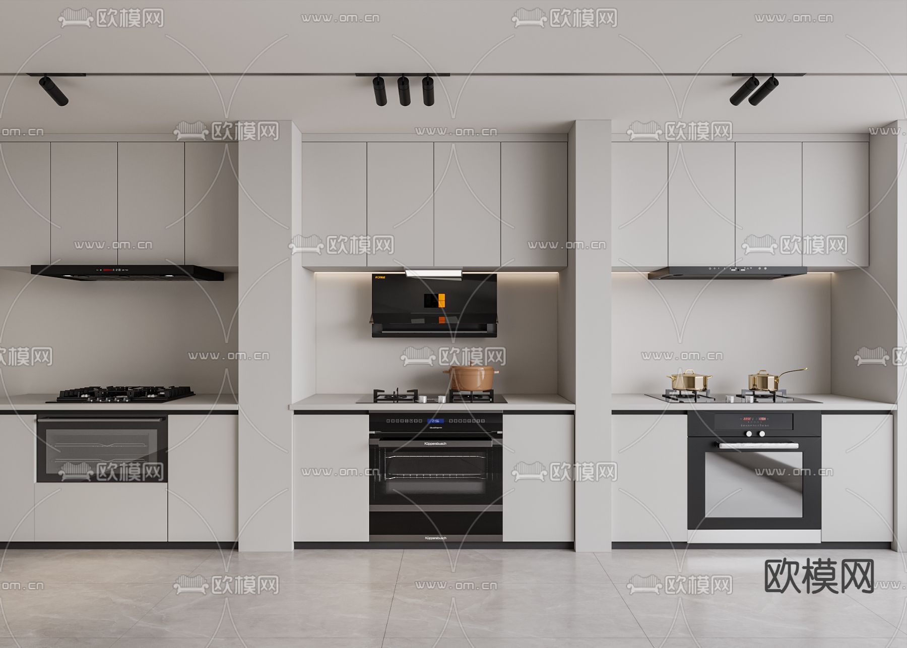 油烟机 灶具 洗碗机 烤箱su模型下载（渲染图1）