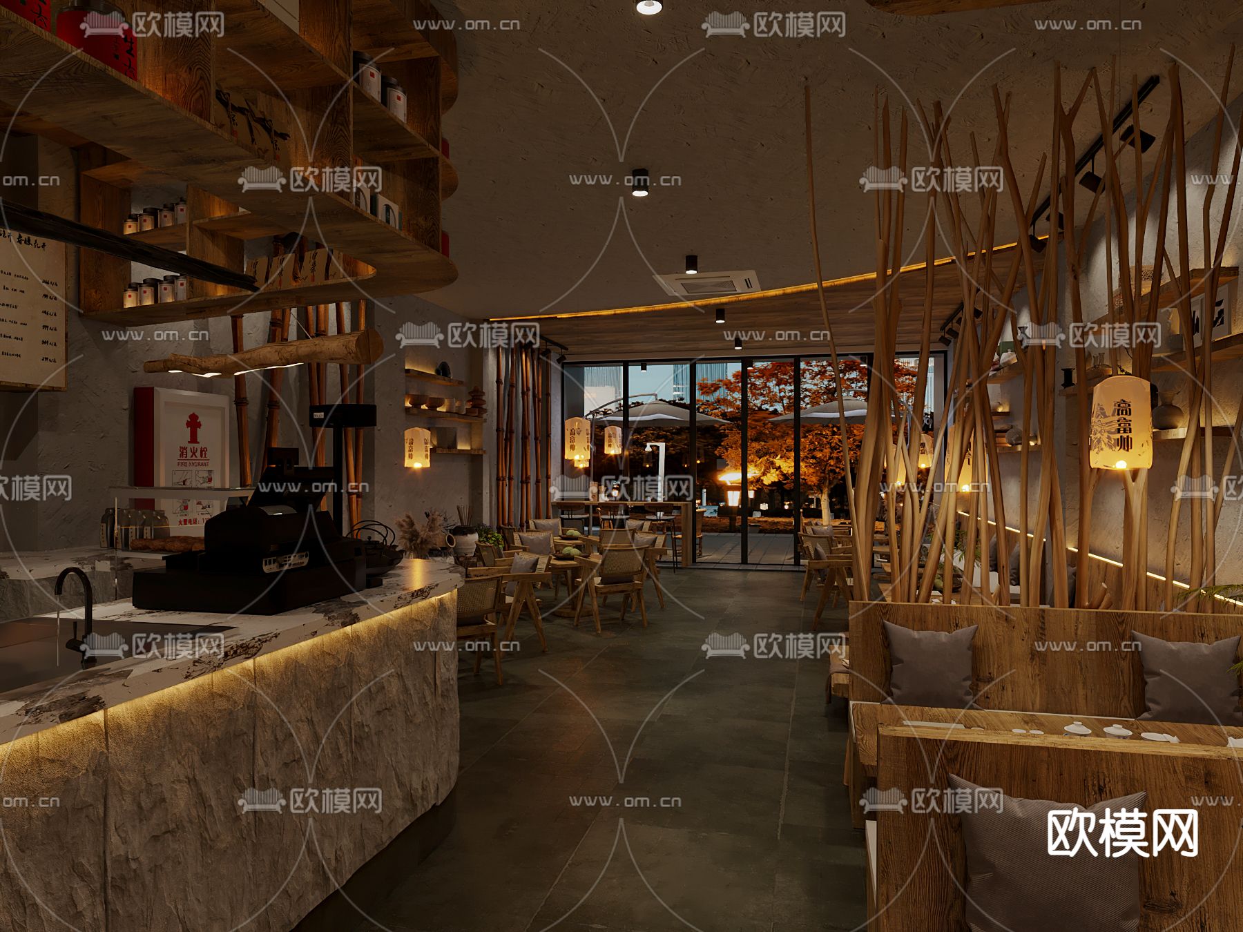 新中式茶馆 茶舍3d模型下载（渲染图4）