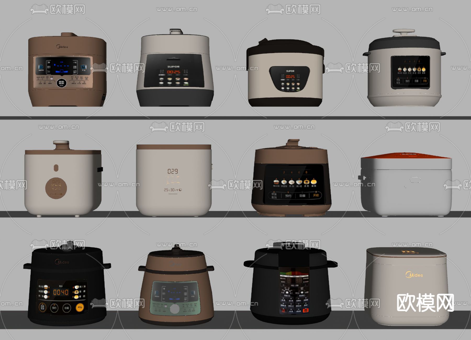 现代电饭煲su模型下载（渲染图2）