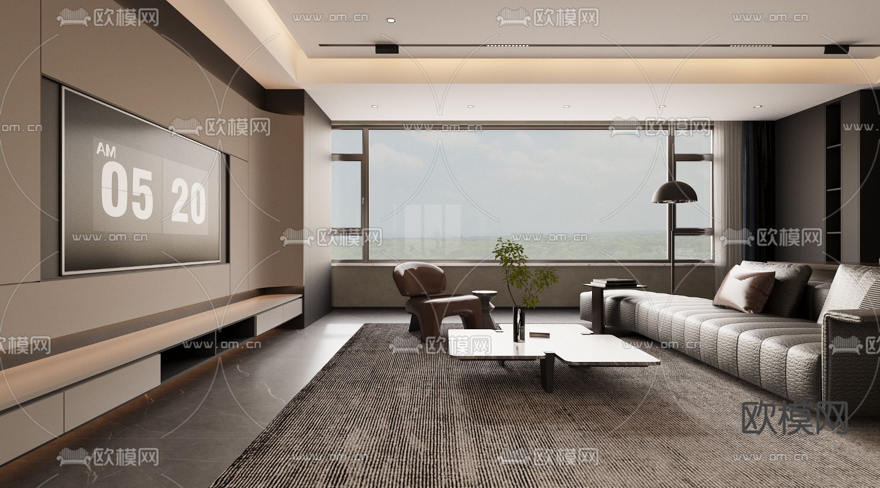 现代客厅 餐厅3d模型下载（渲染图4）