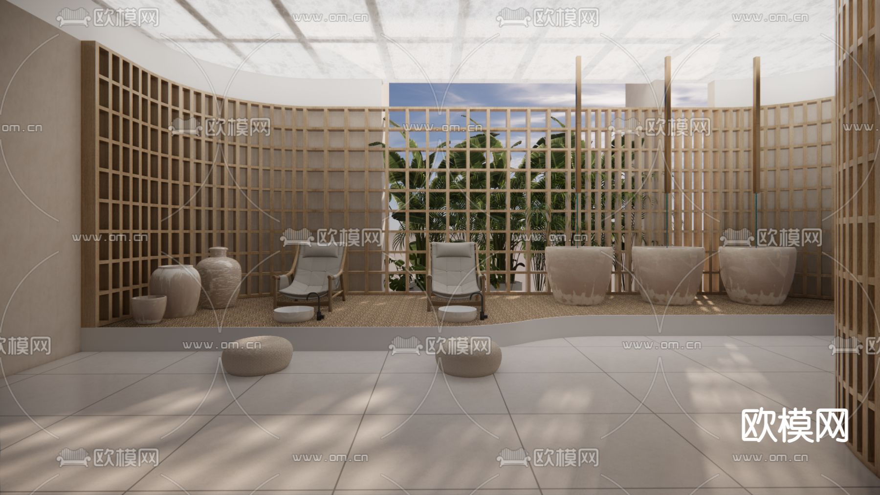 SPA大厅 美容院su模型下载（渲染图1）