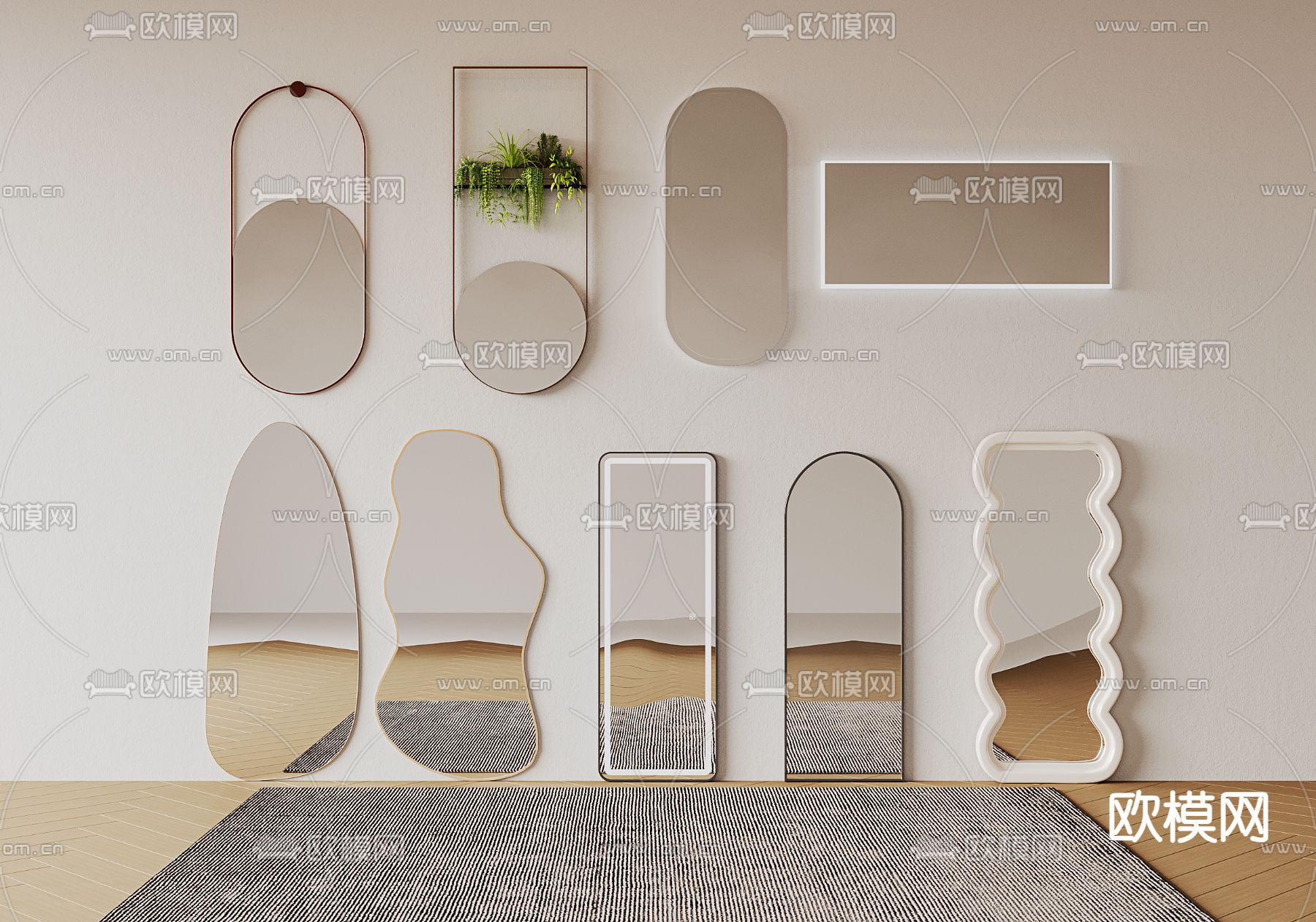 异形镜子 全身镜 落地镜 装饰镜3d模型下载