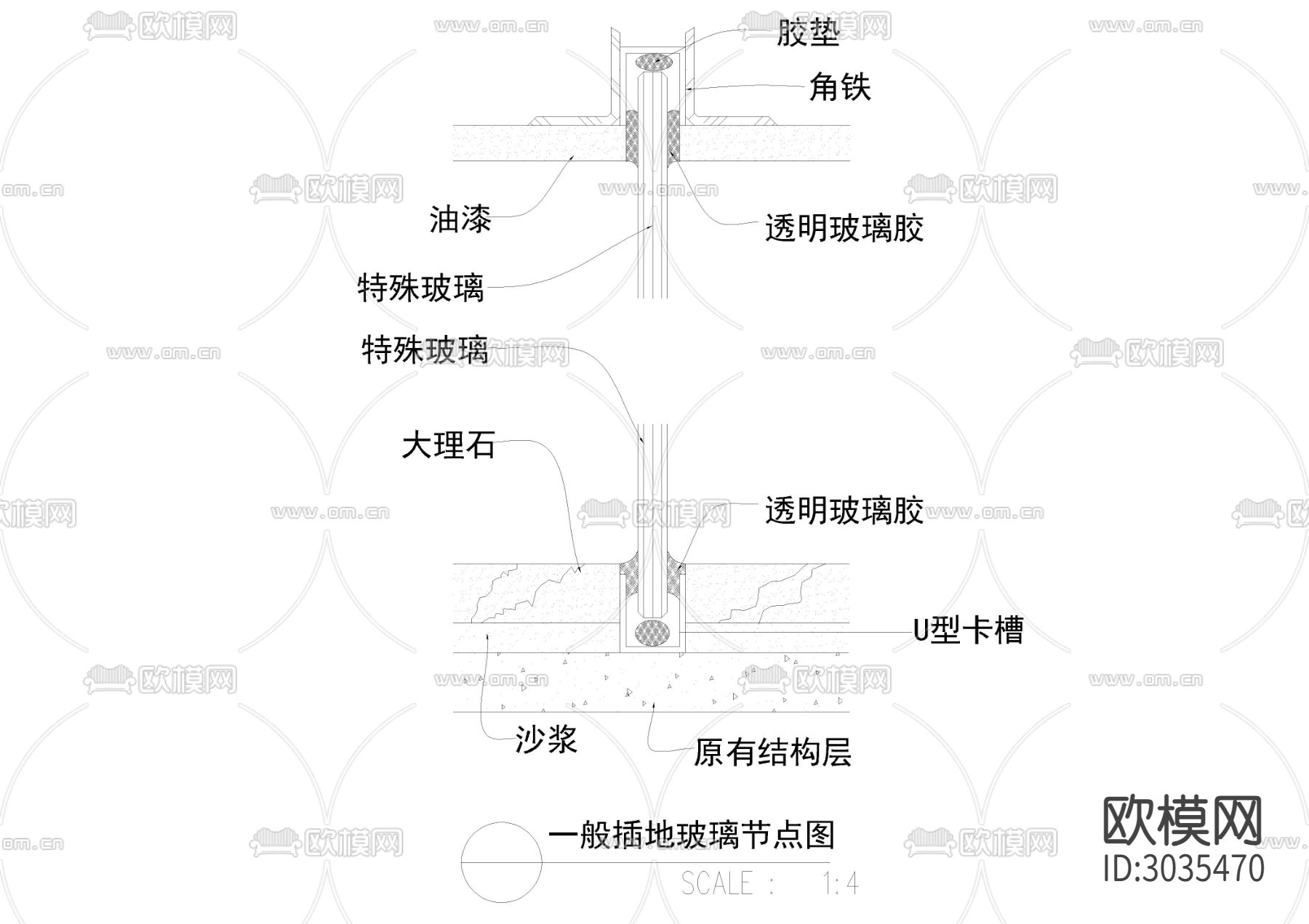 室内隔断 隔墙cad大样图下载（渲染图8）