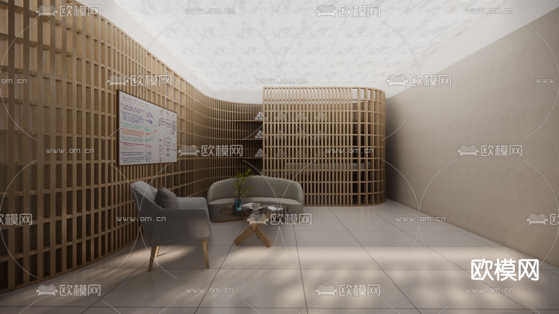 SPA大厅 美容院su模型下载（渲染图2）