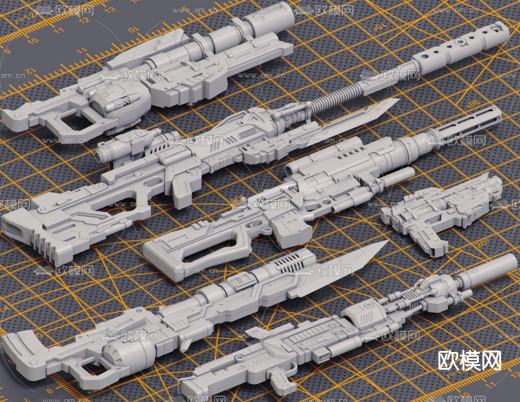科幻步枪 儿童玩具枪 军事器材 枪械设备su模型下载（渲染图1）