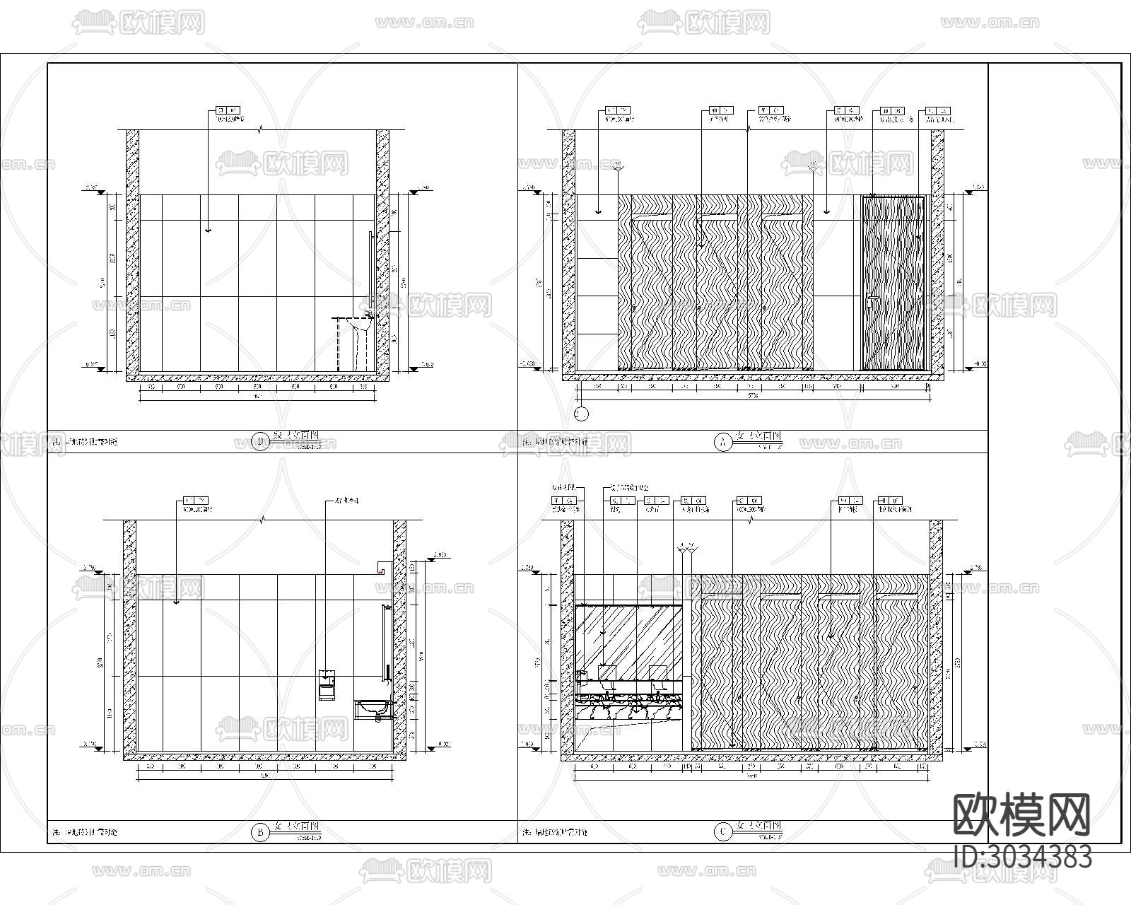 卫生间cad立面图下载（渲染图3）