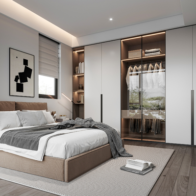  现代卧室 主卧 主人房su模型 