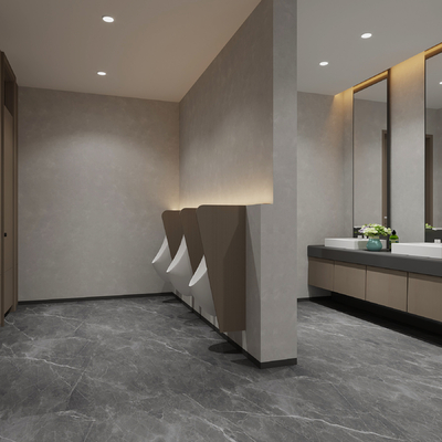  现代公共卫生间 洗手间su模型 