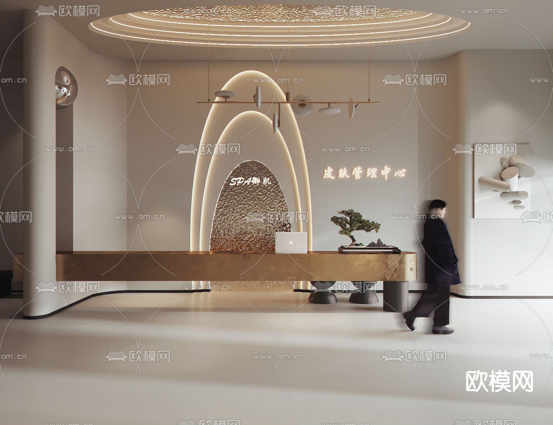 现代美容院前台 接待su模型下载（渲染图1）