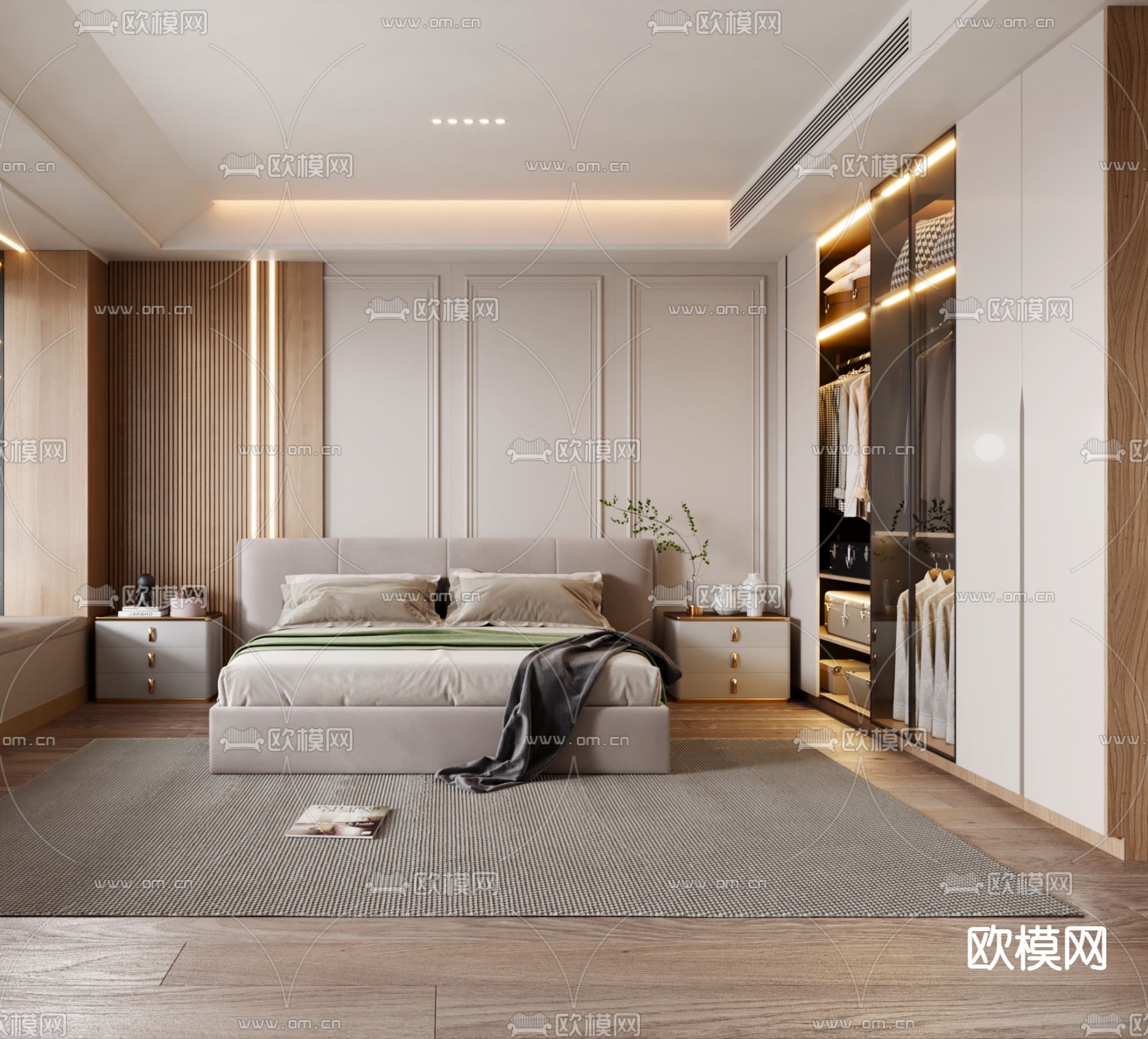 轻奢卧室 主卧 主人房3d模型下载（渲染图2）