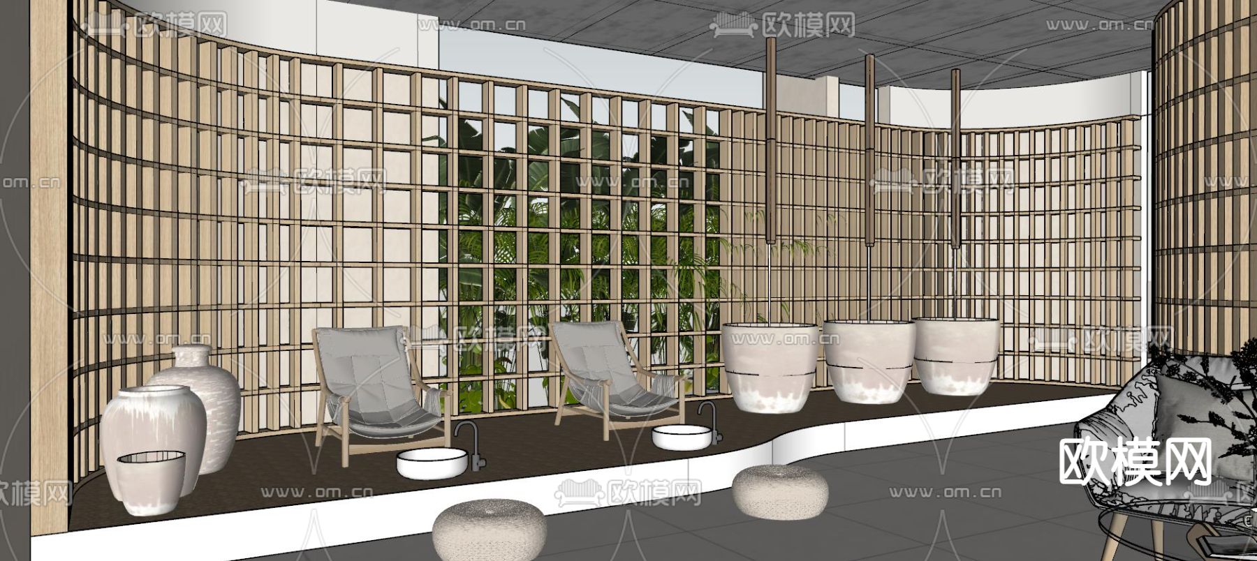 SPA大厅 美容院su模型下载（渲染图3）