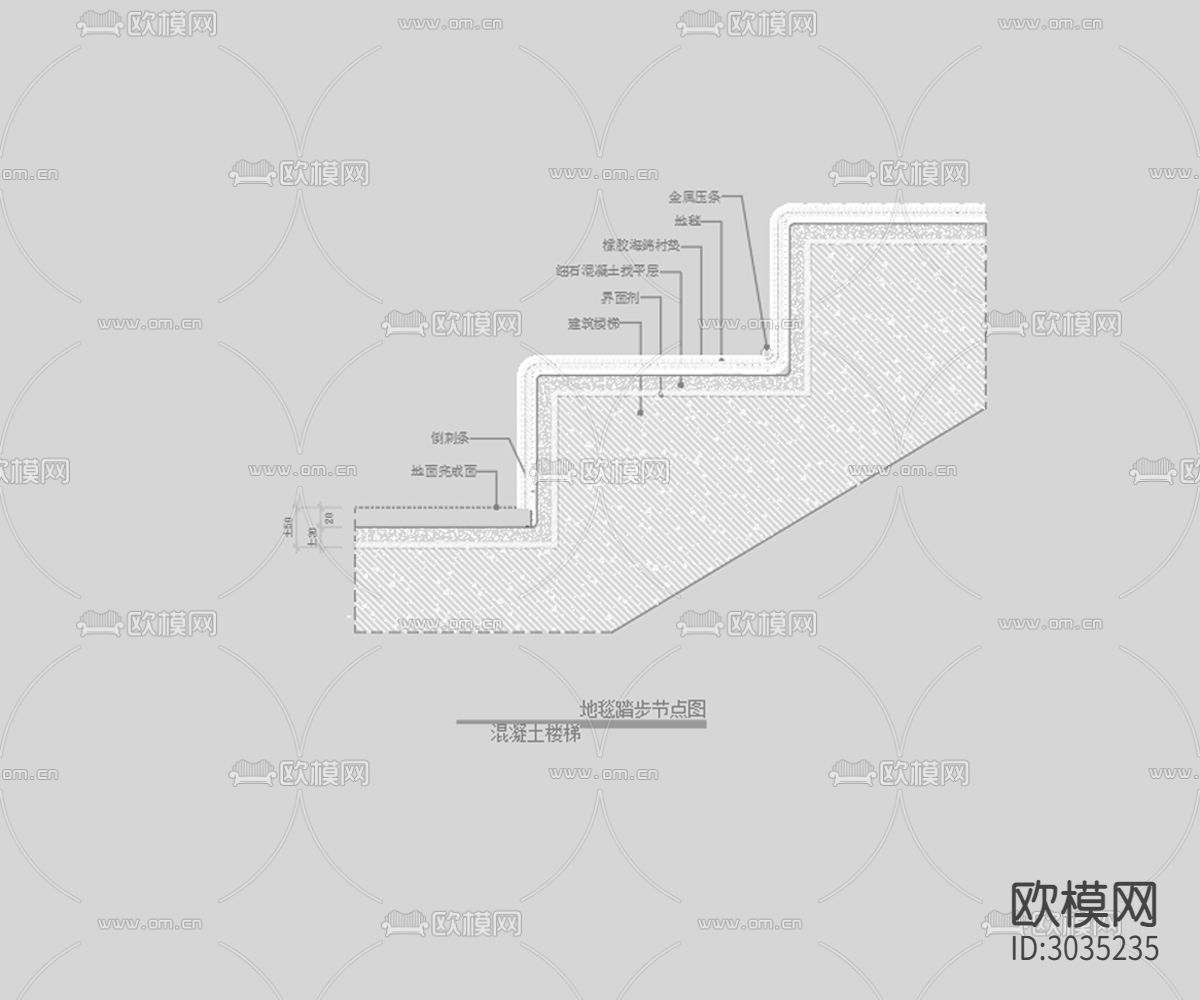 地毯踏步cad大样图下载（渲染图2）