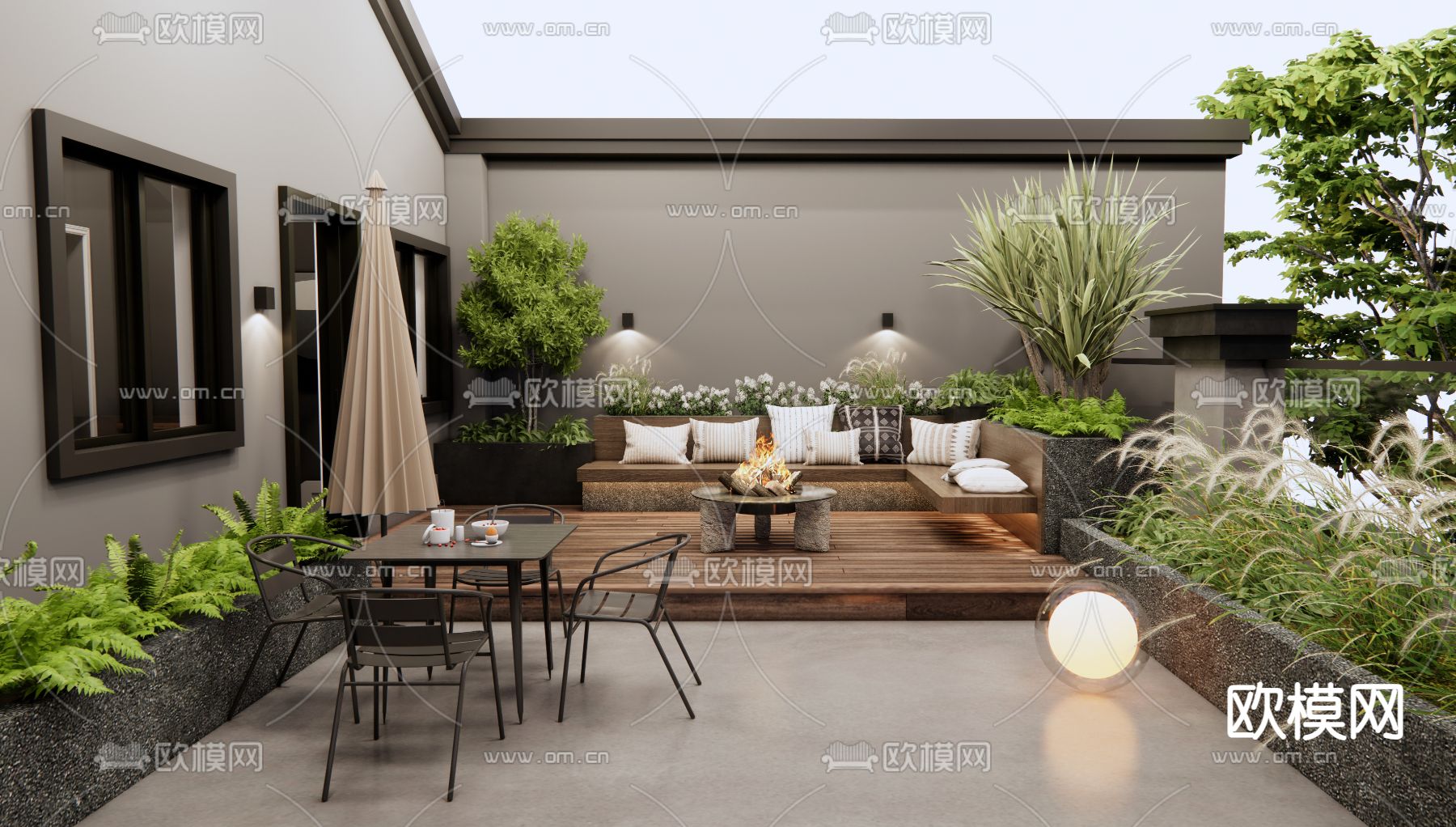 阳台 露台 屋顶花园3d模型下载