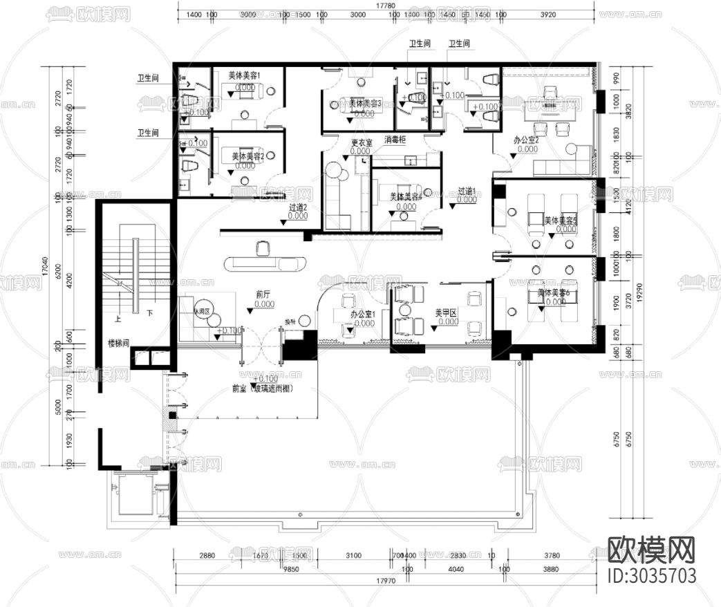 美容院cad平面图下载