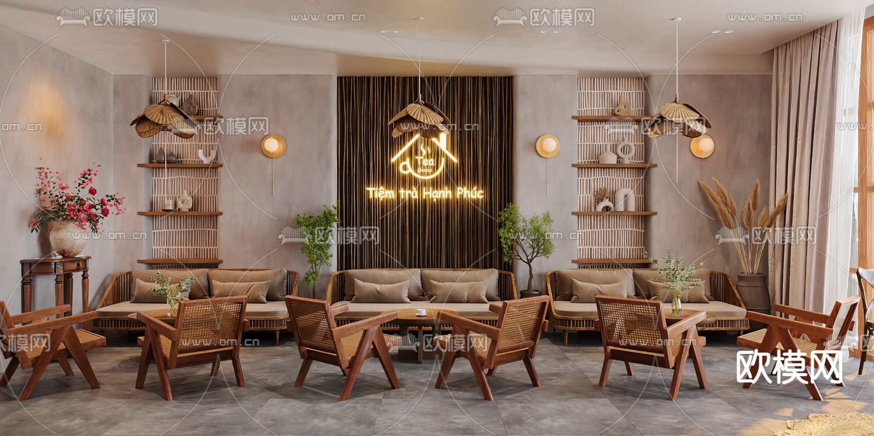 中古风茶馆 咖啡厅3d模型下载（渲染图1）