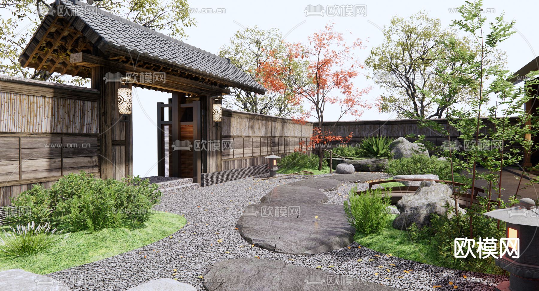 别墅庭院 花园3d模型下载（渲染图2）