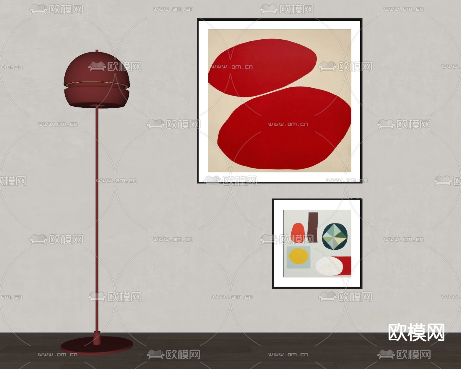 现代装饰画 孟菲斯画su模型下载（渲染图2）