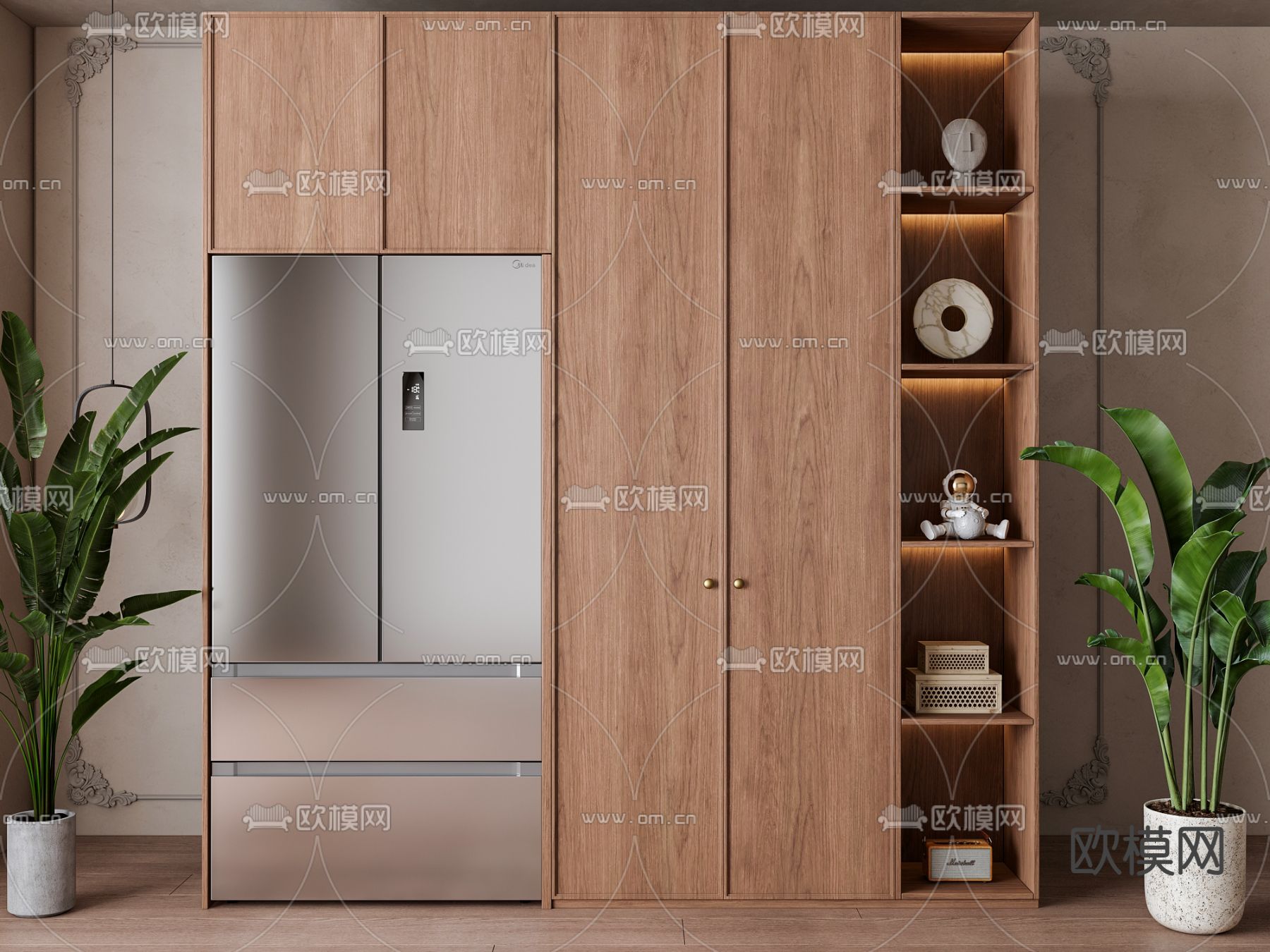 北欧冰箱柜su模型下载（渲染图1）