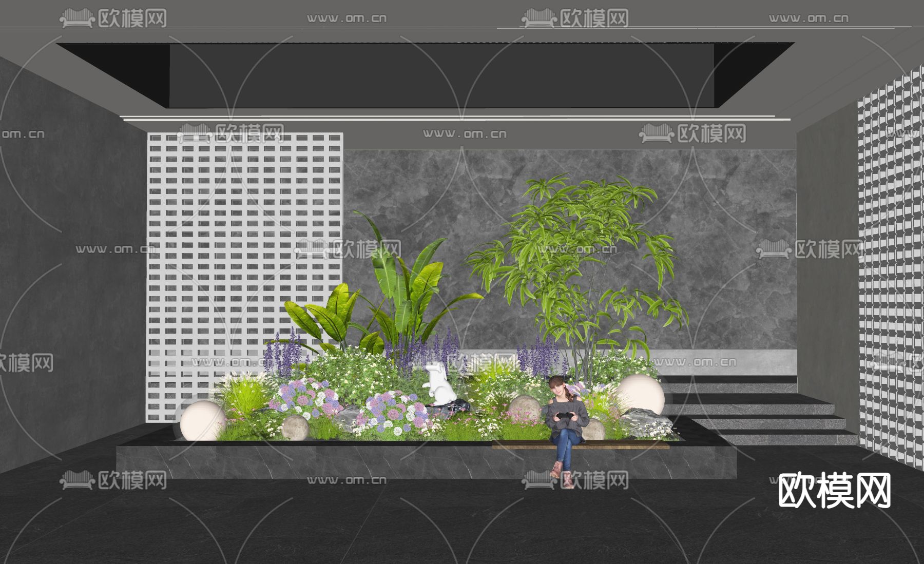 花境植物堆su模型下载（渲染图2）