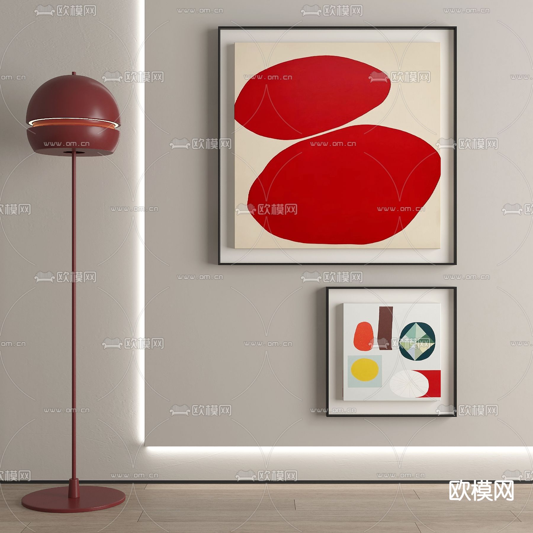 现代装饰画 孟菲斯画su模型下载（渲染图1）