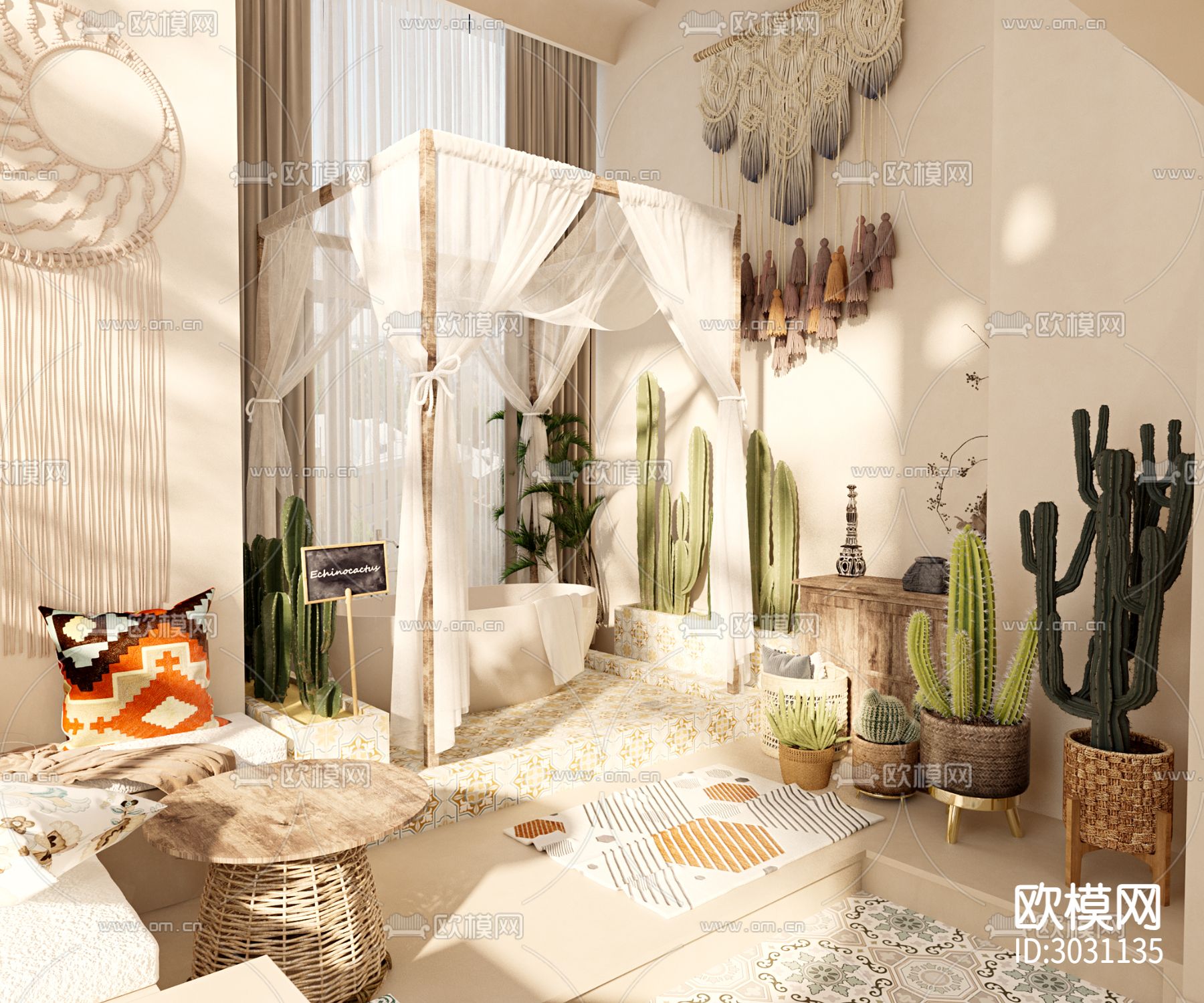 摩洛哥风格民宿客房效果图下载（渲染图1）