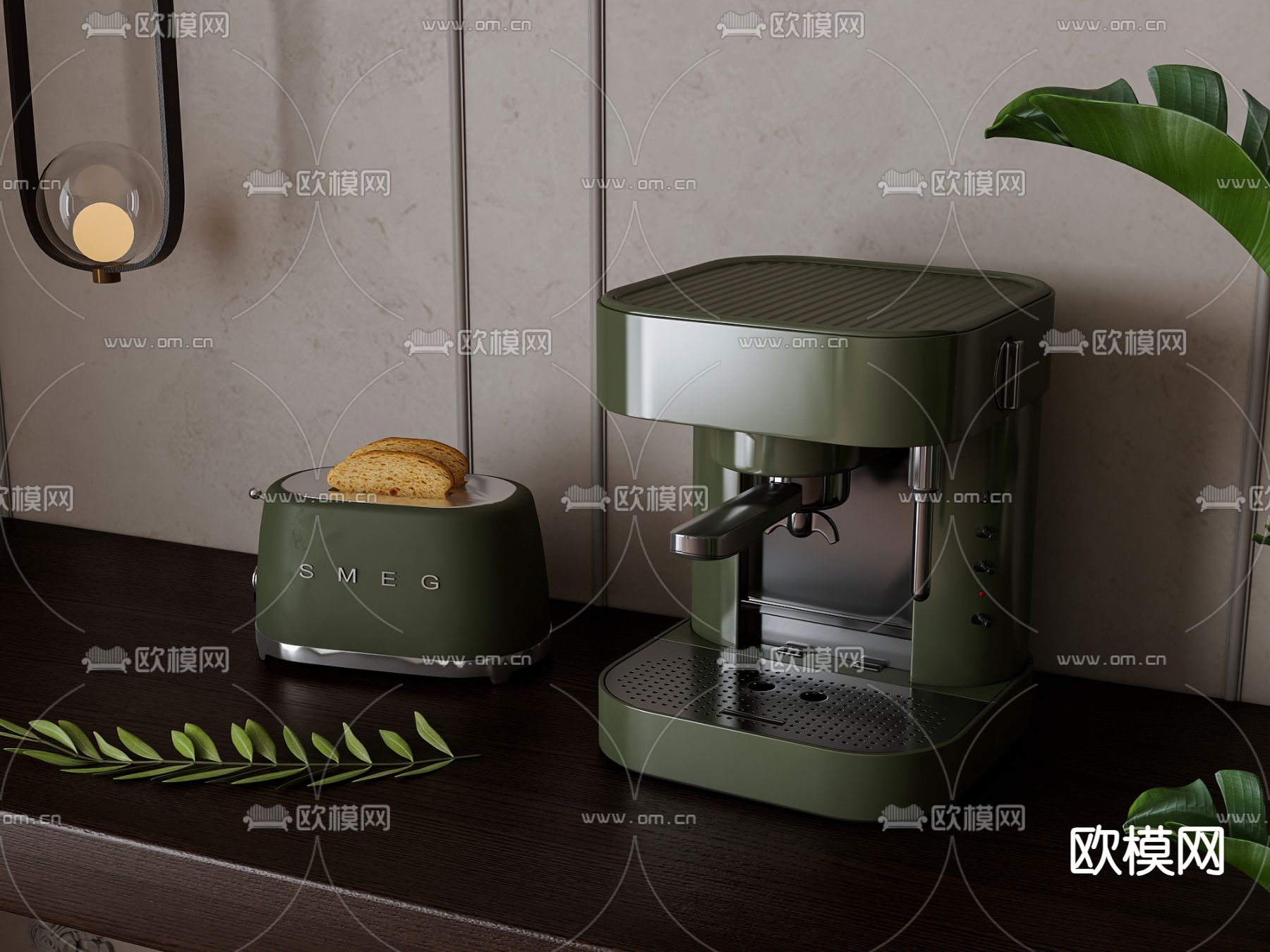 复古风厨房面包机su模型下载（渲染图1）