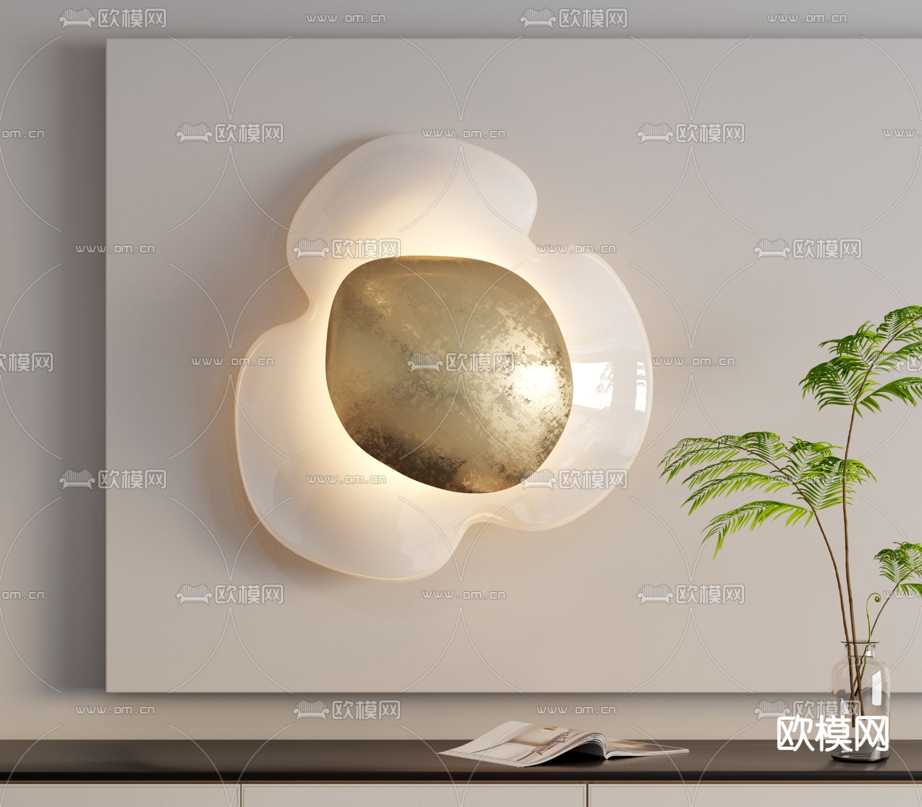 奶油风壁灯3d模型下载