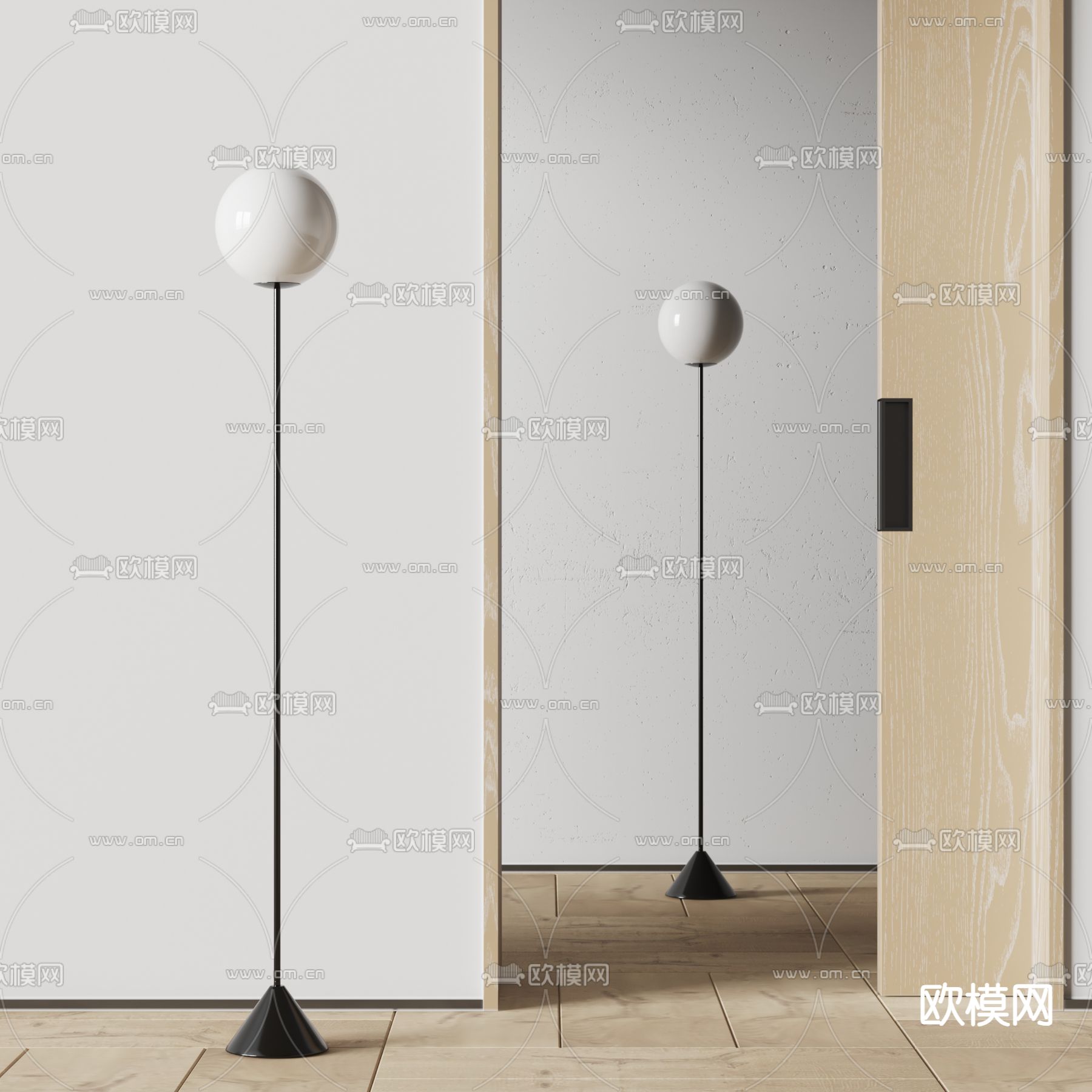 极简落地灯su模型下载（渲染图1）