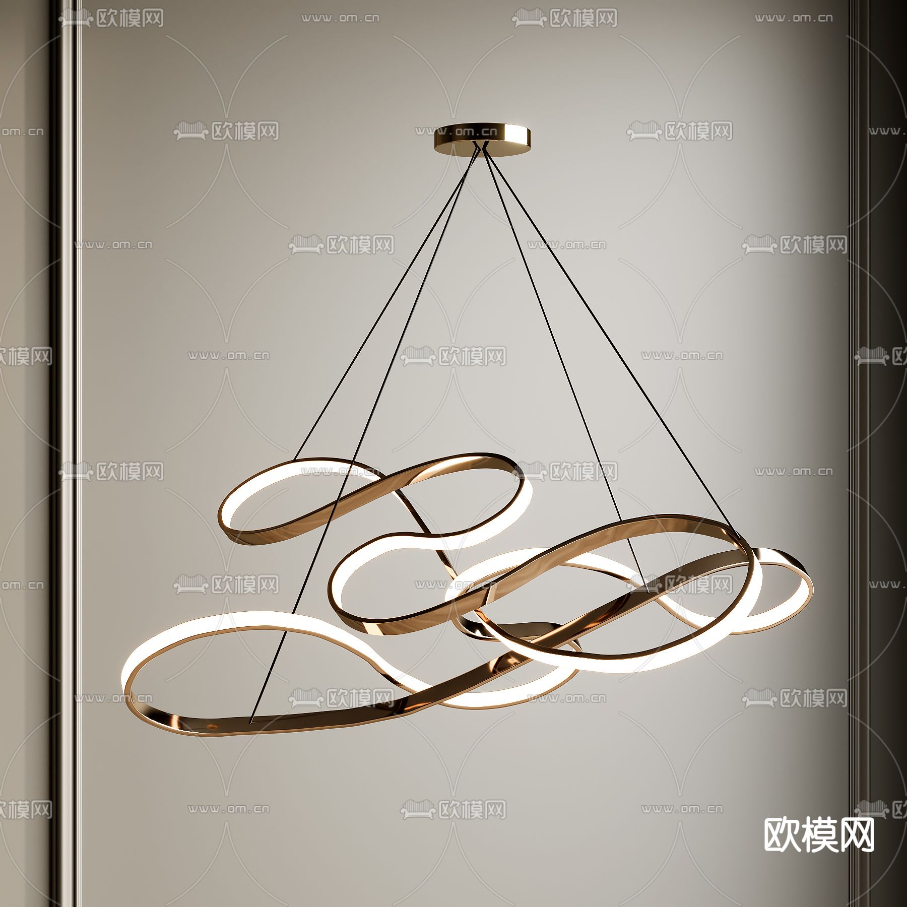 线条吊灯su模型下载（渲染图1）