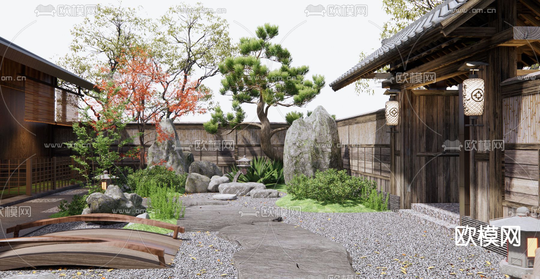 别墅庭院 花园3d模型下载（渲染图4）