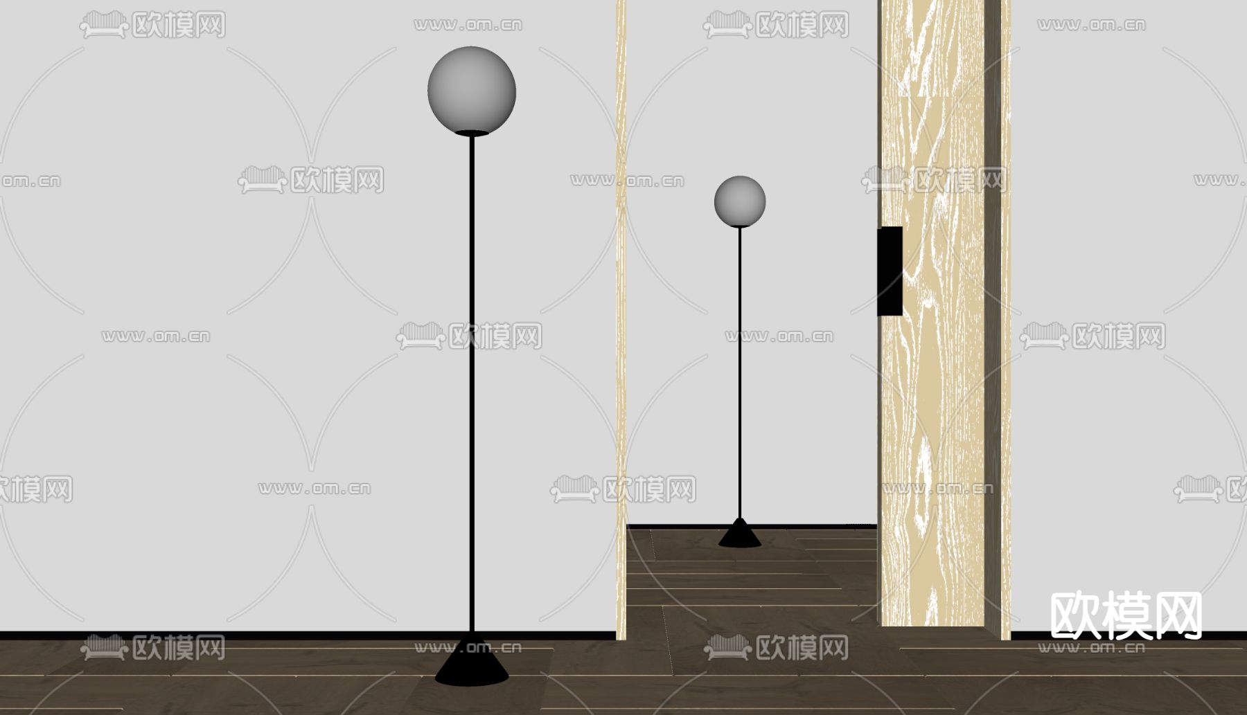 极简落地灯su模型下载（渲染图2）
