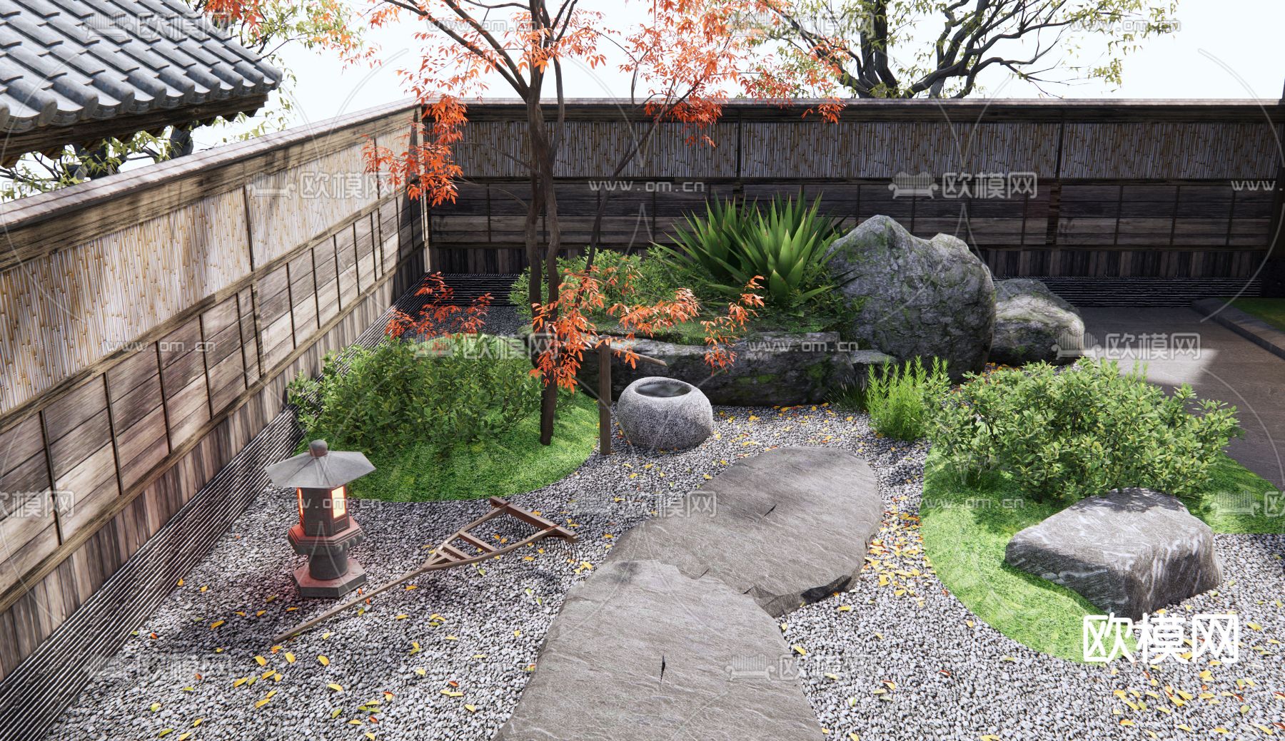 别墅庭院 花园3d模型下载（渲染图3）