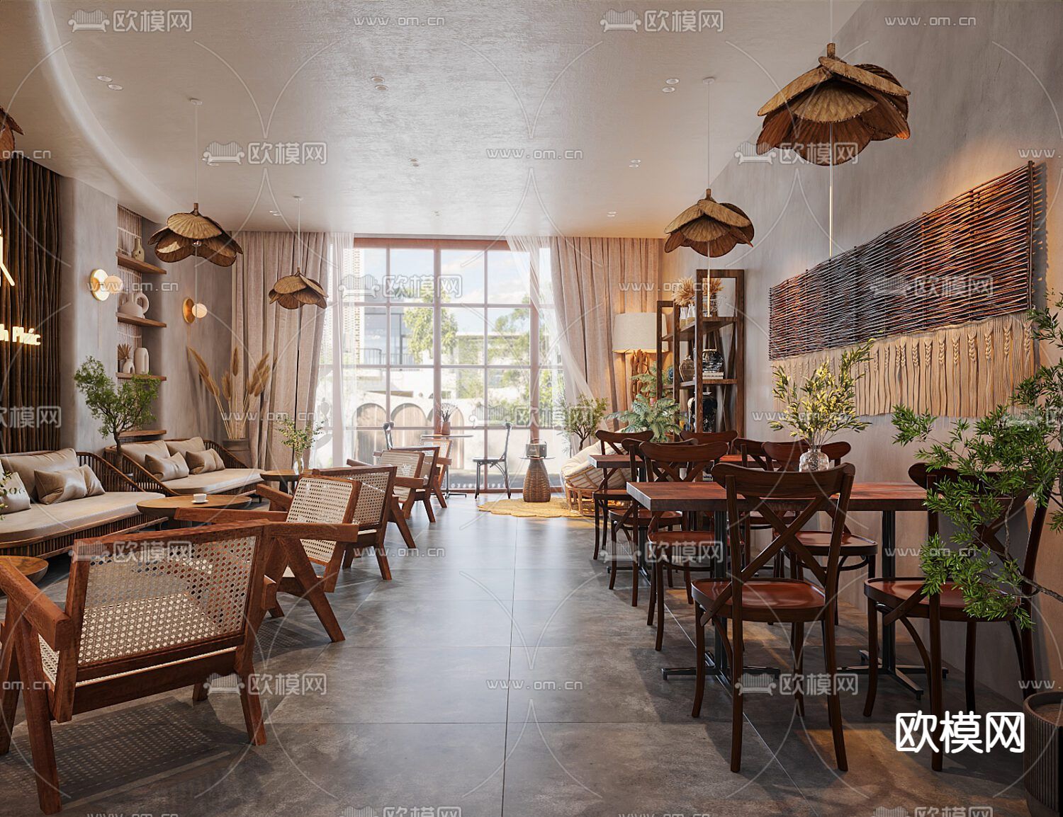 中古风茶馆 咖啡厅3d模型下载（渲染图2）