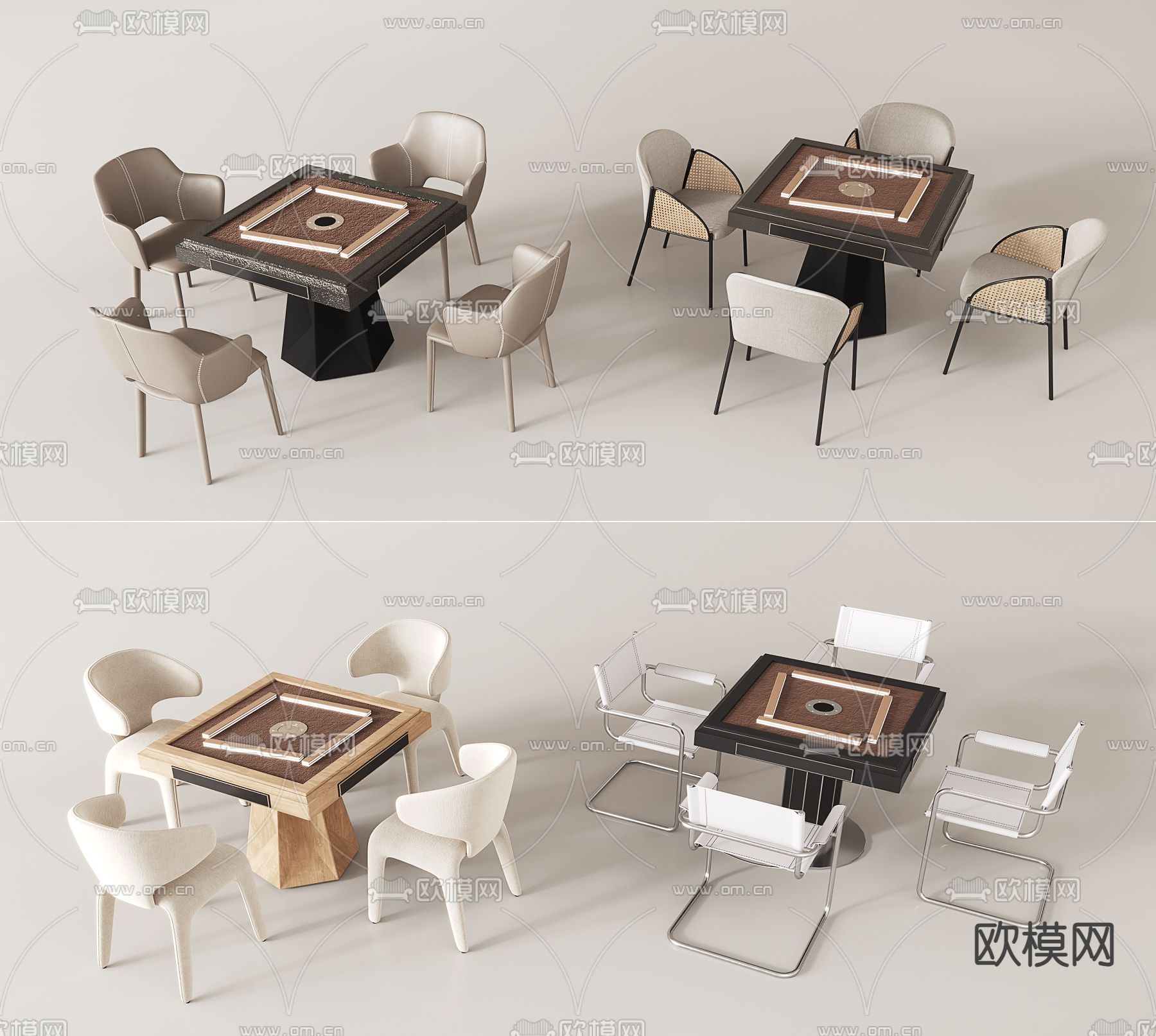 现代麻将桌 棋牌桌su模型下载（渲染图1）