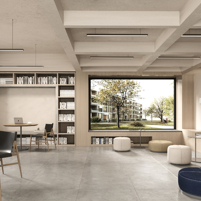  现代公共休息区 架空层su模型 