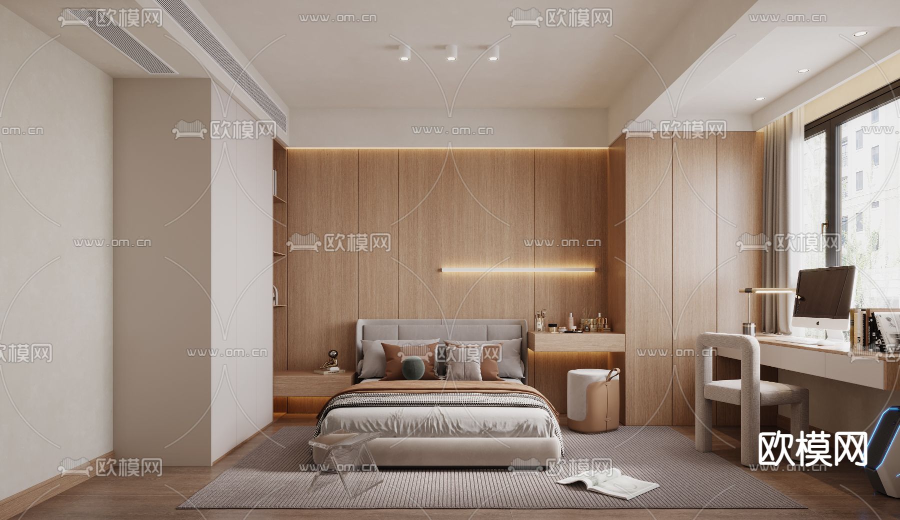 现代卧室 次卧3d模型下载