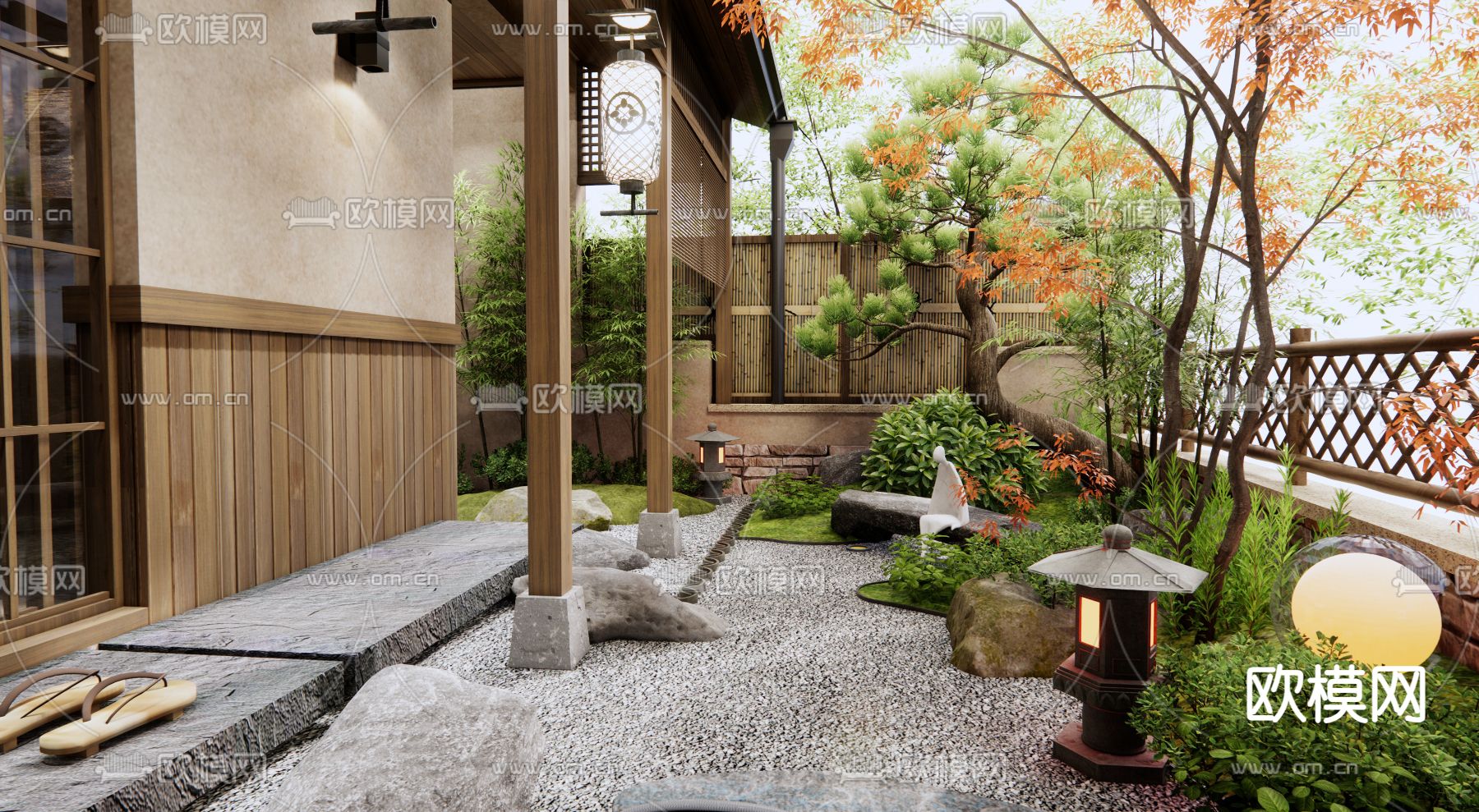 别墅庭院 花园3d模型下载（渲染图2）