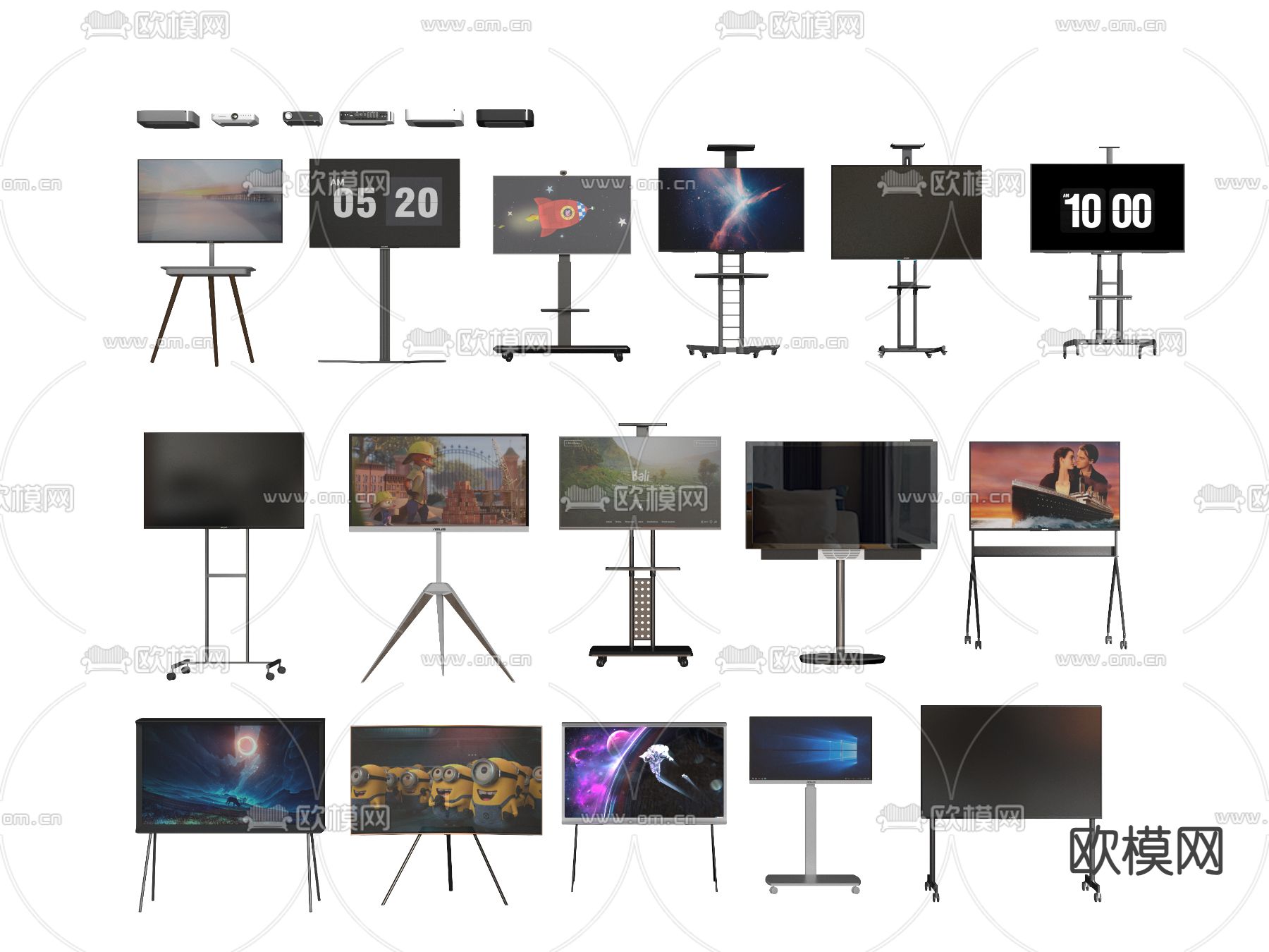 电视机支架 可移动电视机su模型下载（渲染图1）