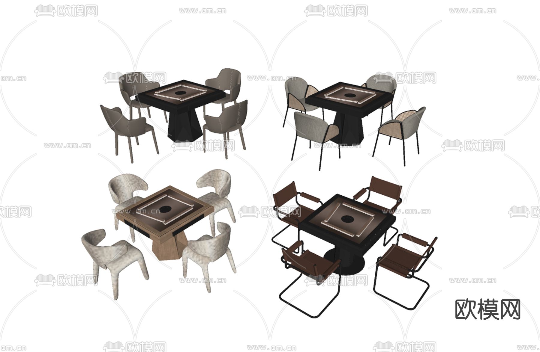 现代麻将桌 棋牌桌su模型下载（渲染图2）