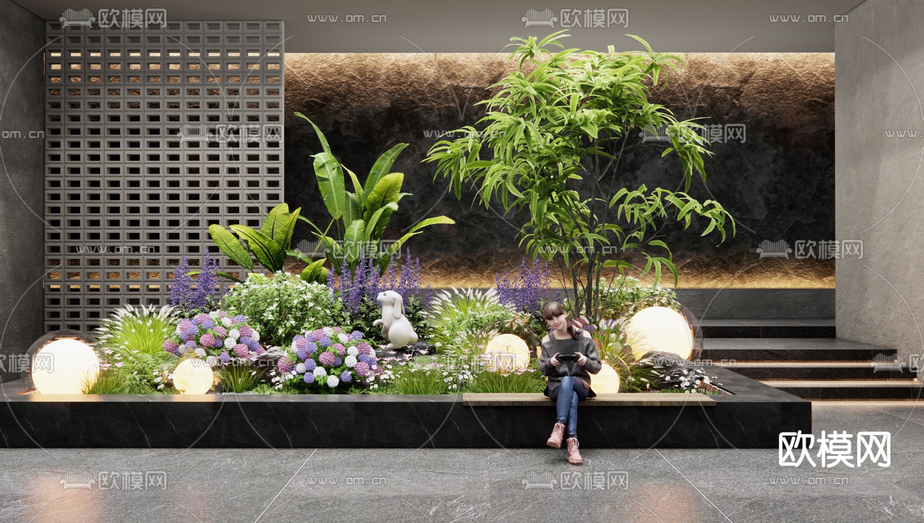 花境植物堆su模型下载（渲染图1）